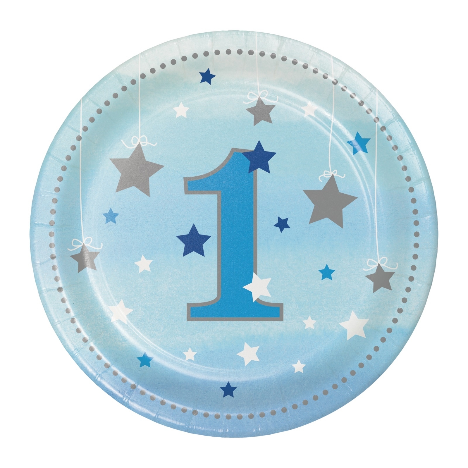 One Little Star Boy Number 1 Small Paper Plates (Pack of 8)