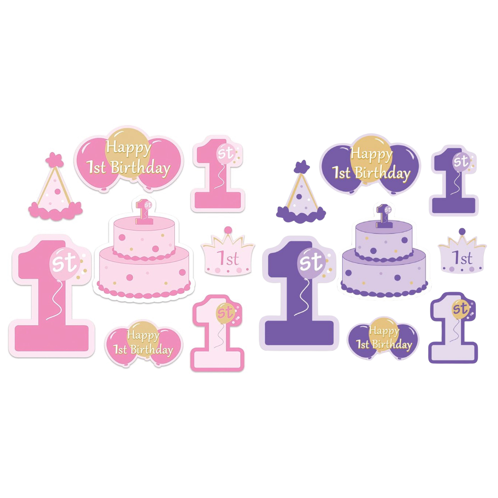 1st Birthday Cutout Wall Decoration (Pack of 8)