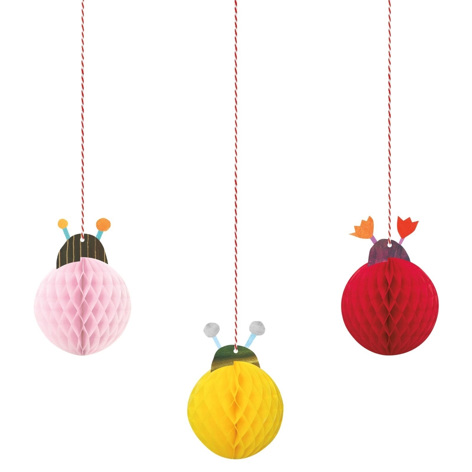 Ladybug 1st Birthday Hanging Honeycomb Decorations (Pack of 3)
