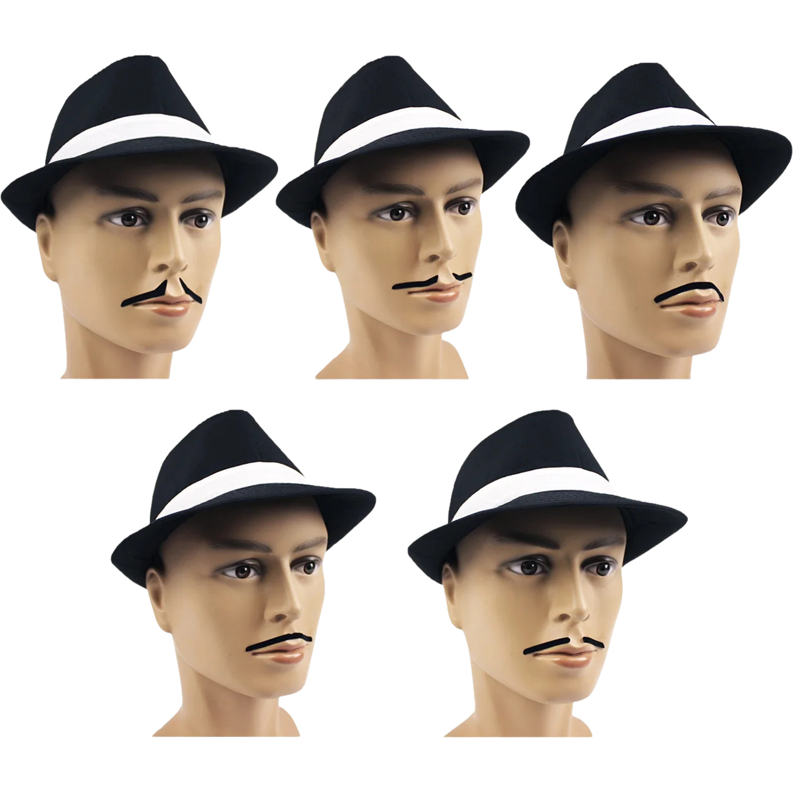 Pencil Thin Stick On Moustaches (Pack of 5) 
