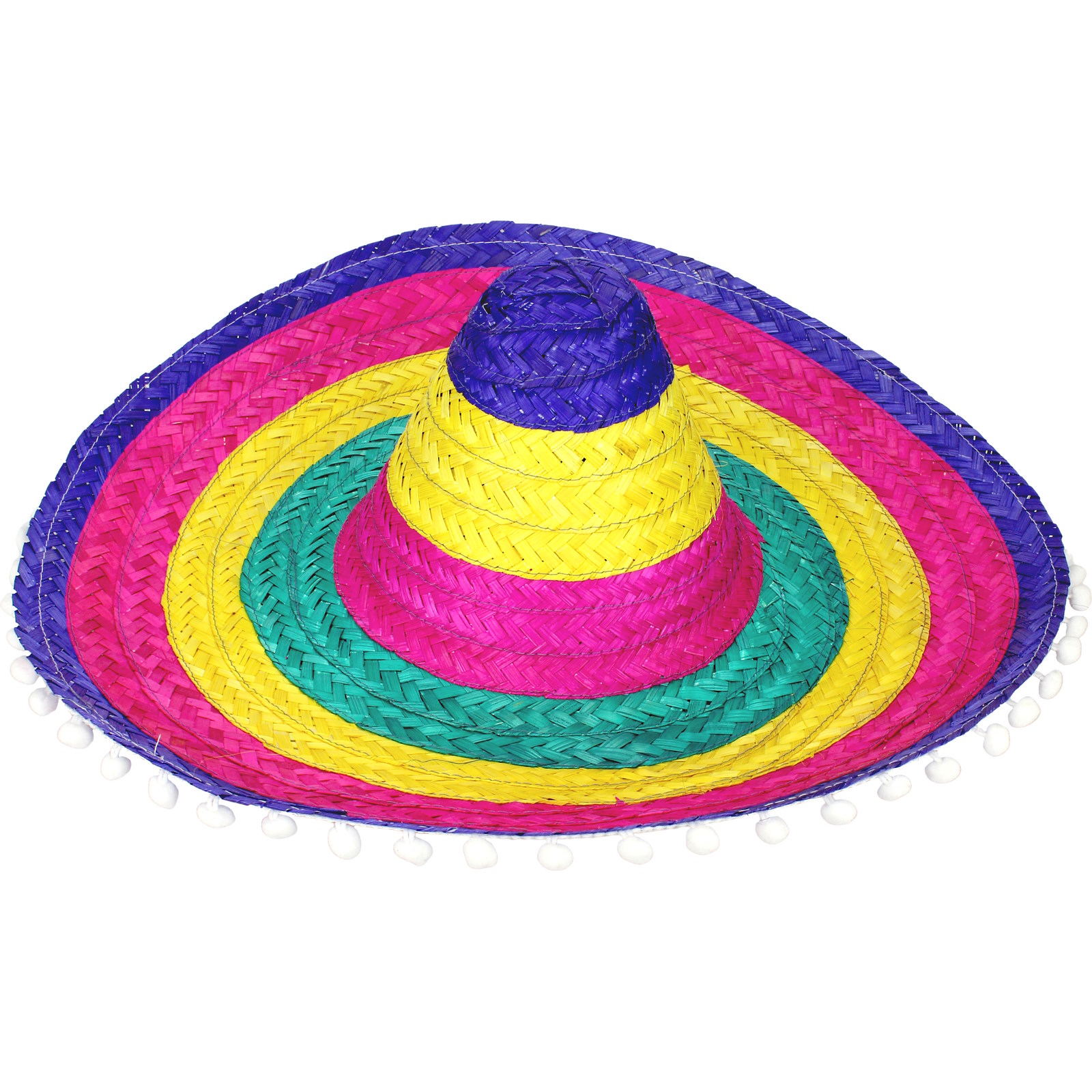 Rainbow Sombrero Hat With Pom Poms