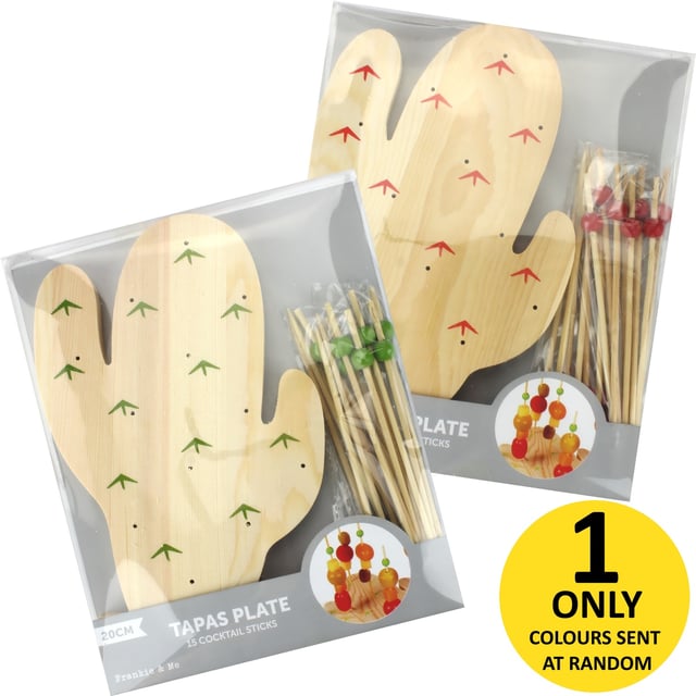 Large Wooden Cactus Tapas Set (15 piece) - Discount Party Supplies NZ