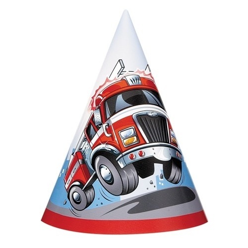 Fire Engine Party Hats (Pack of 8)