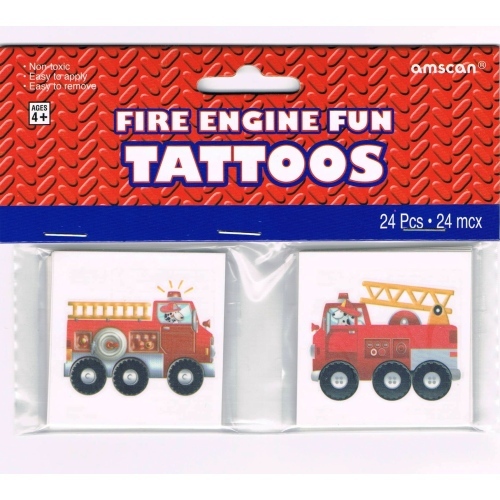 Fire Engine Fun Tattoos (Pack of 24)