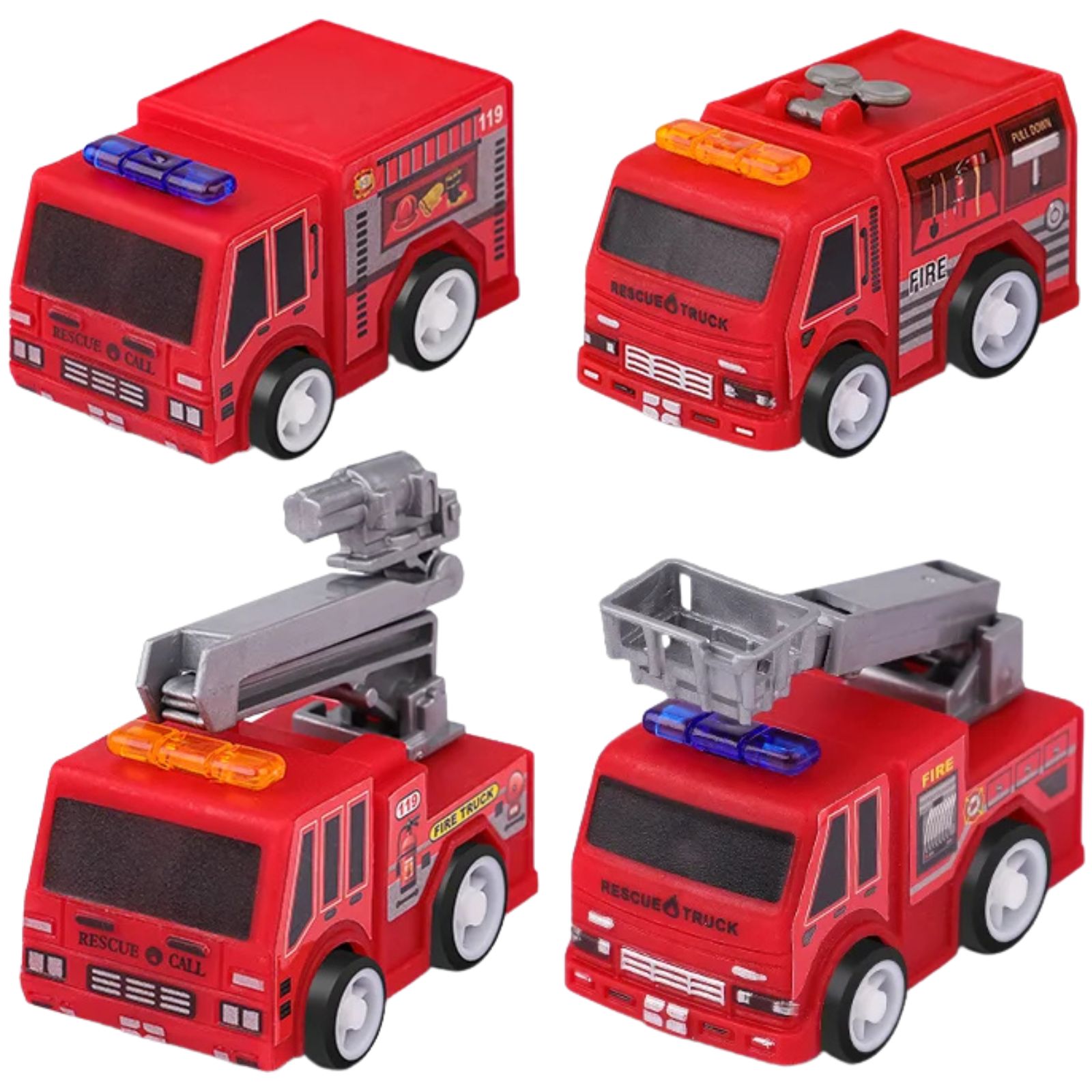 Plastic Fire Truck Toys (Pack of 4)