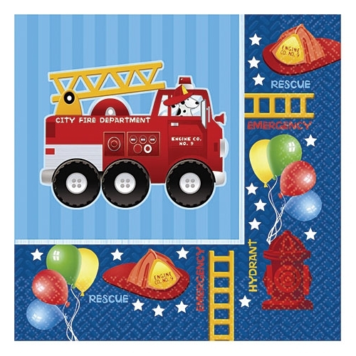 Fire Engine Fun Large Napkins / Serviettes (Pack of 16)
