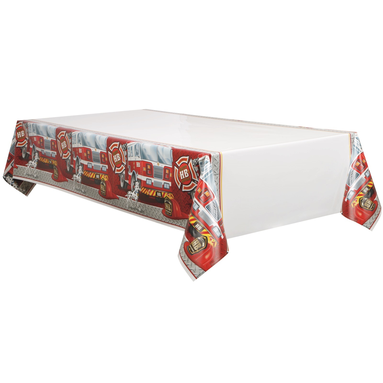 Fire Truck Plastic Tablecloth