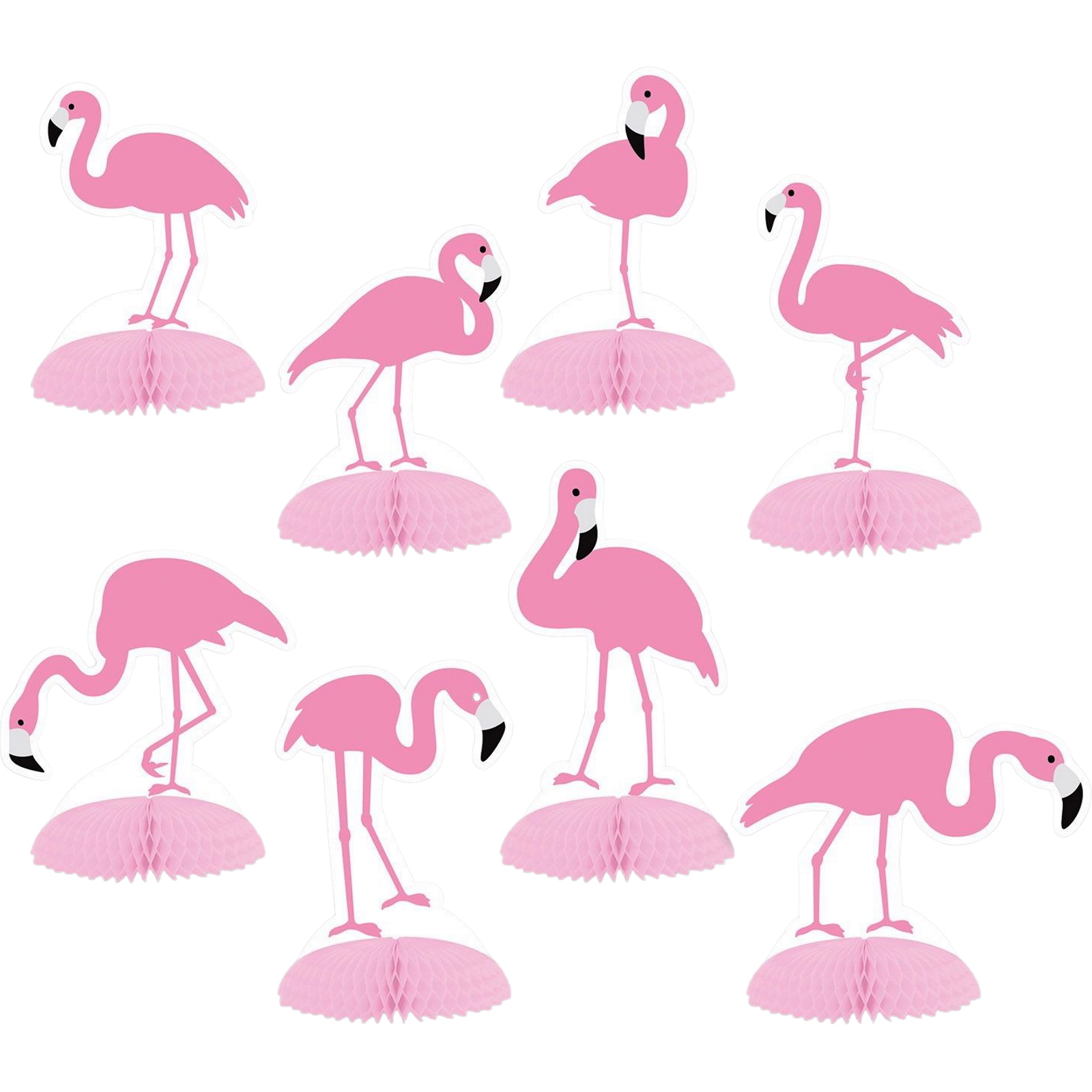 Mini Flamingo Honeycomb Centrepieces (Pack of 8)