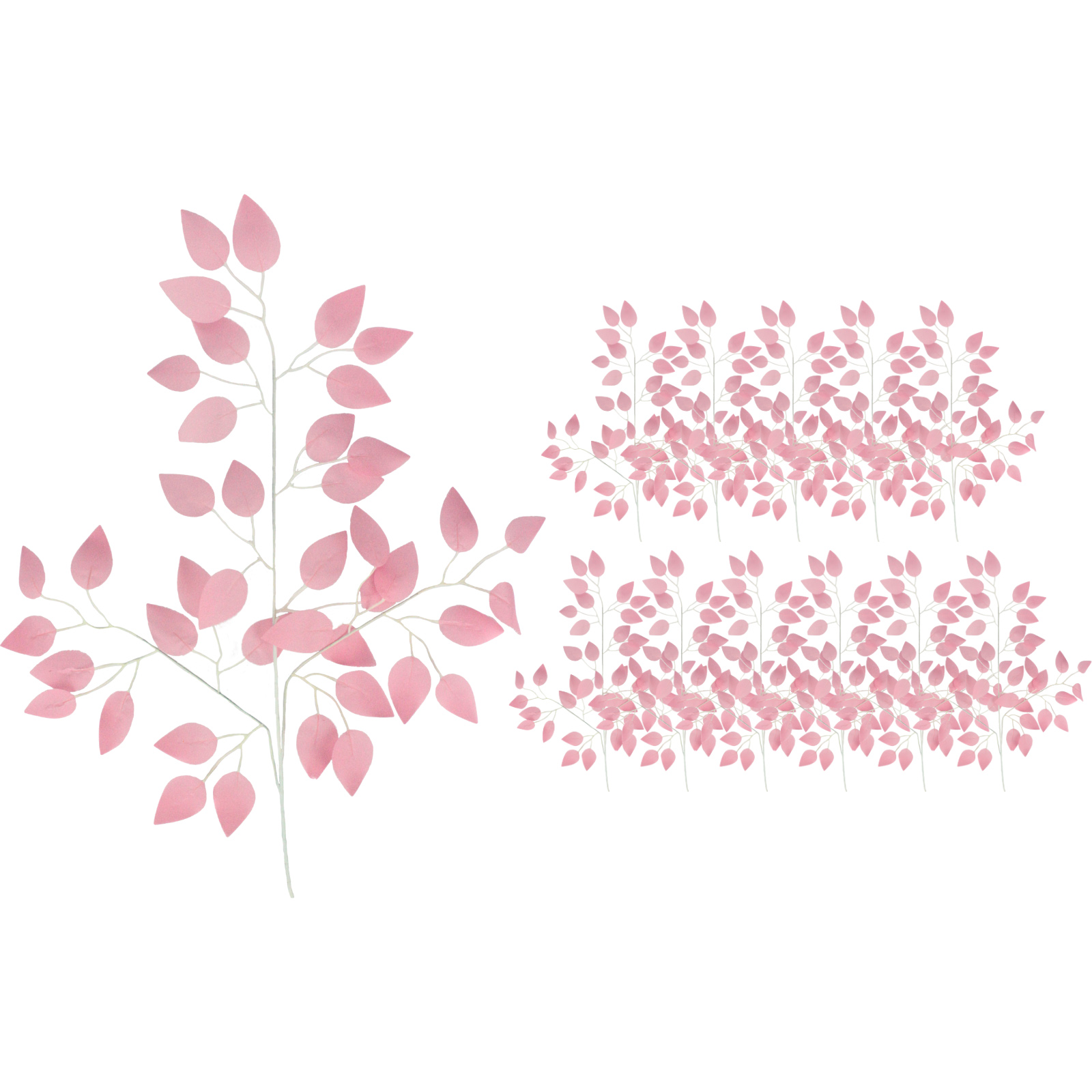 Artificial Pink Leaf Branches (Pack of 12 Stems)