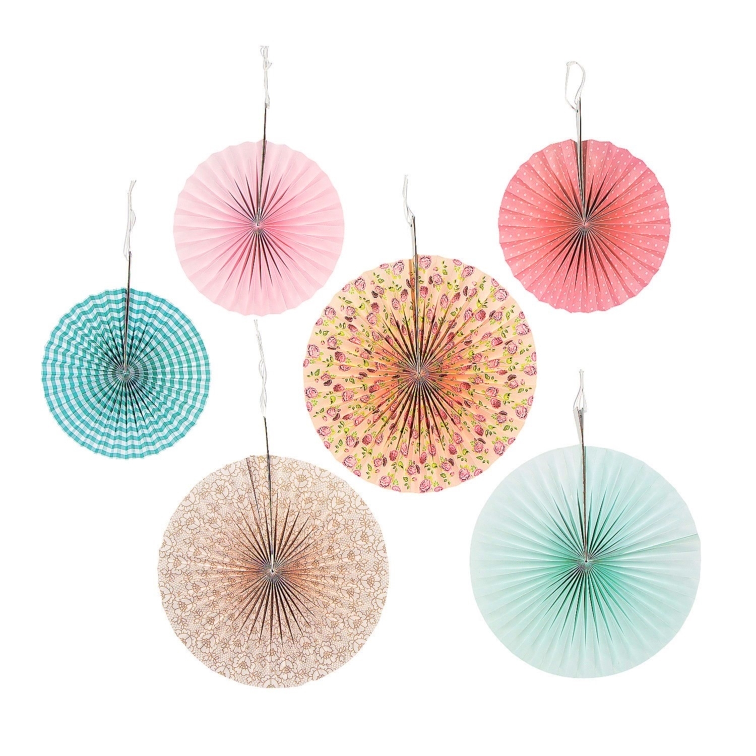 Vintage Collection Paper Fan Decorations (Pack of 6)
