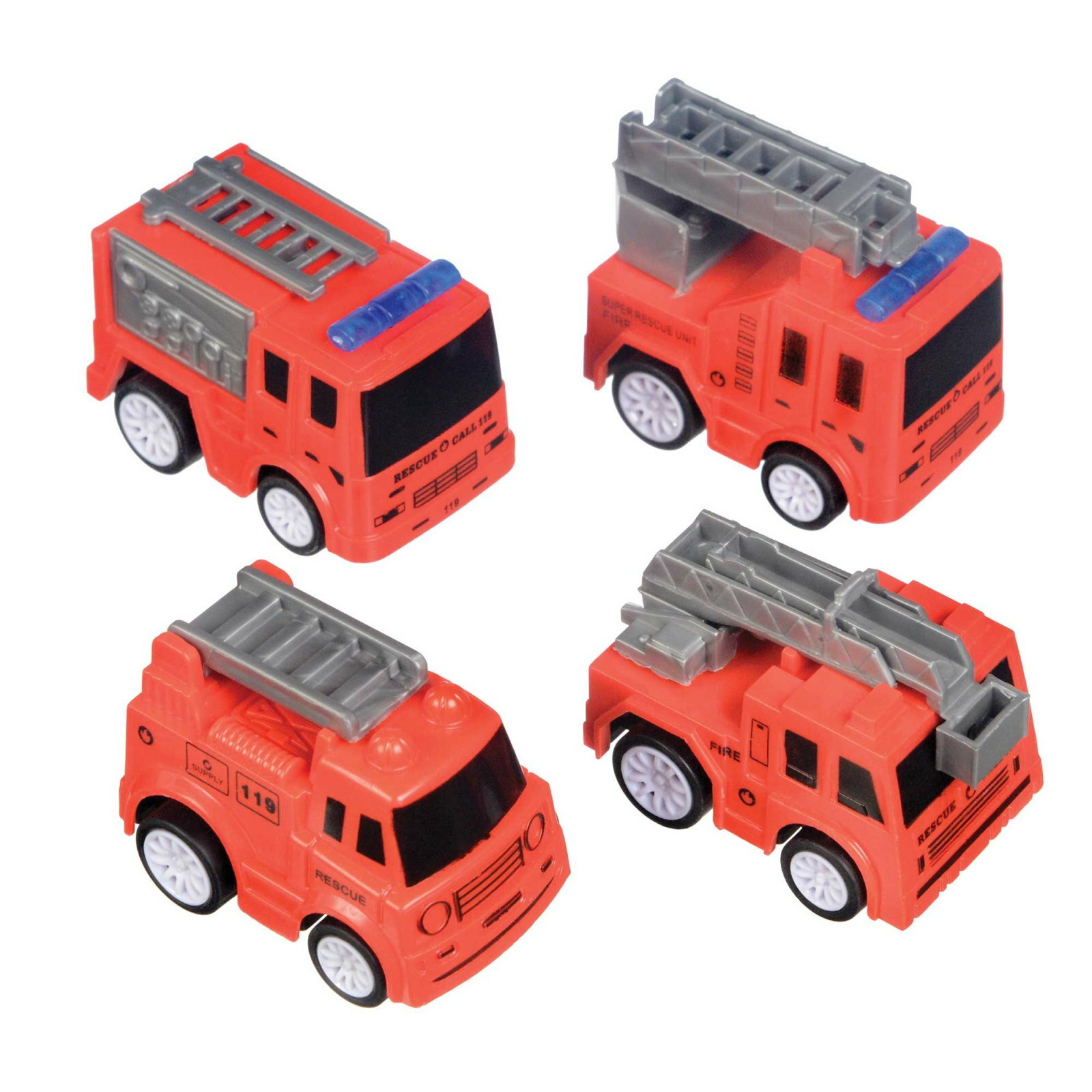 First Responders Mini Pull Back Fire Trucks (Pack of 4)
