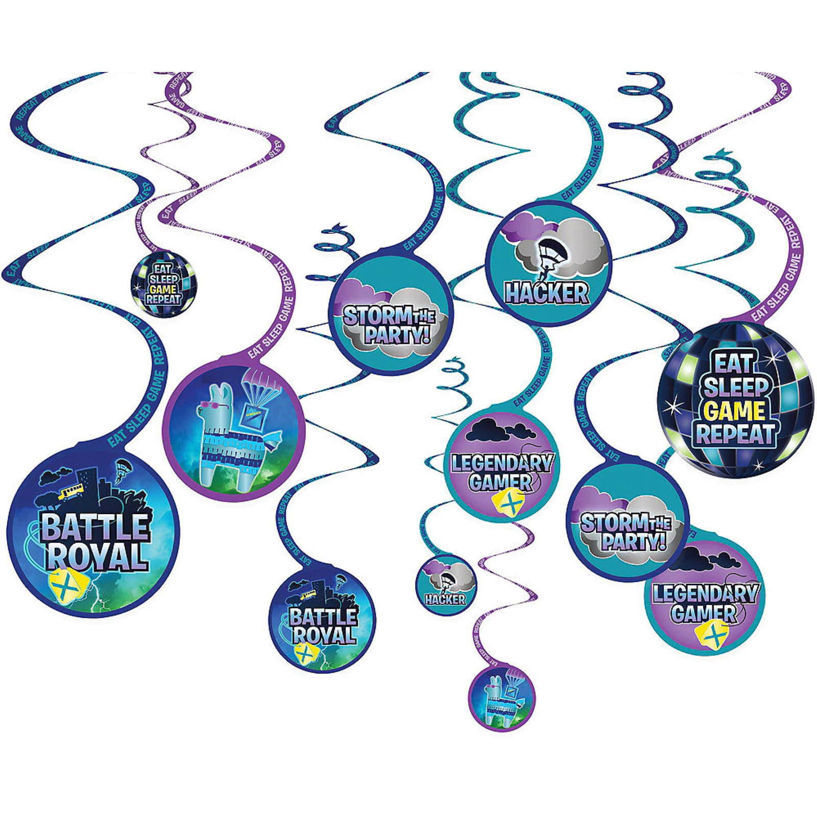 Battle Royal Swirl Decorations (Pack of 12)