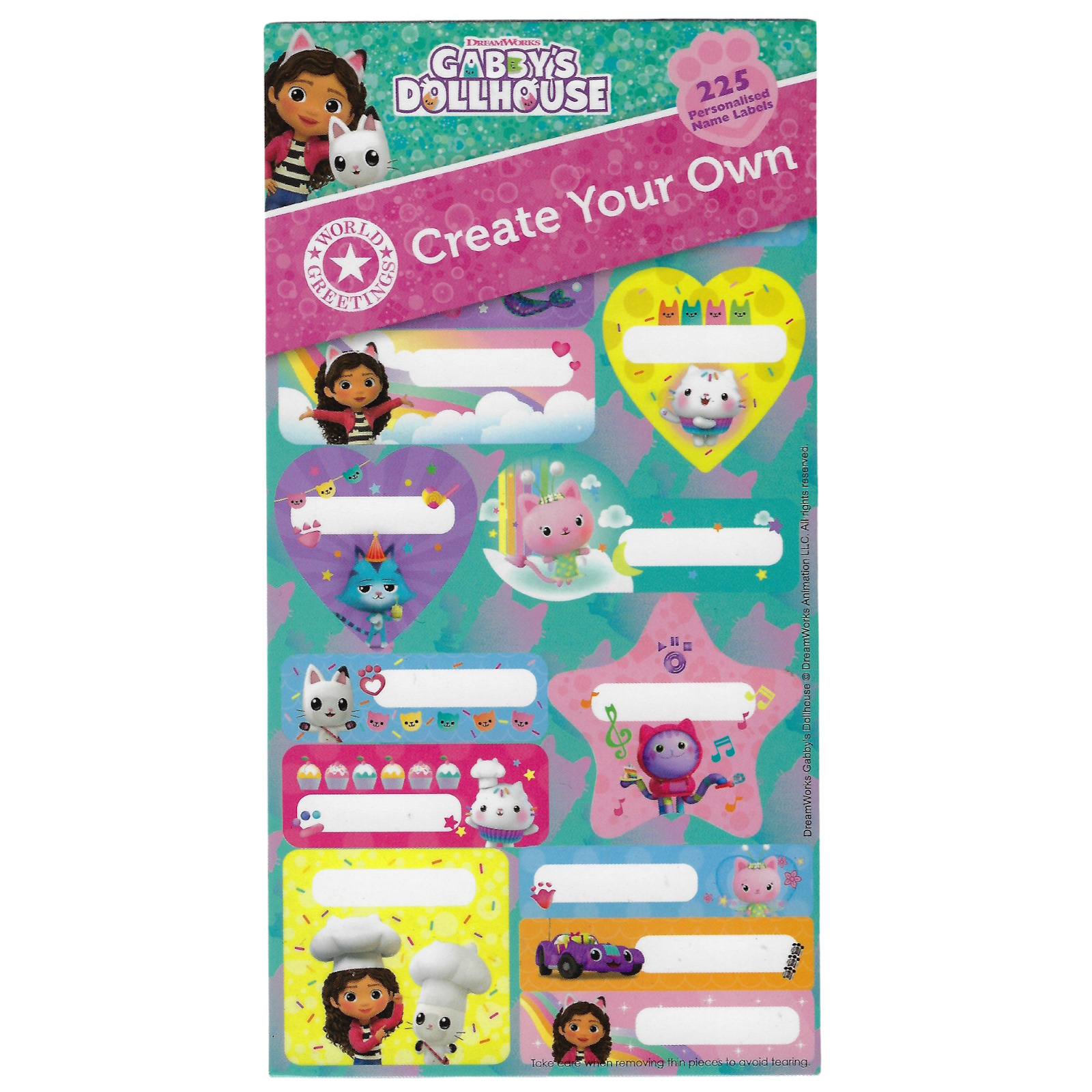 Gabby's Doll House Create Your Own Name Labels Sticker Book (15 Sheets)