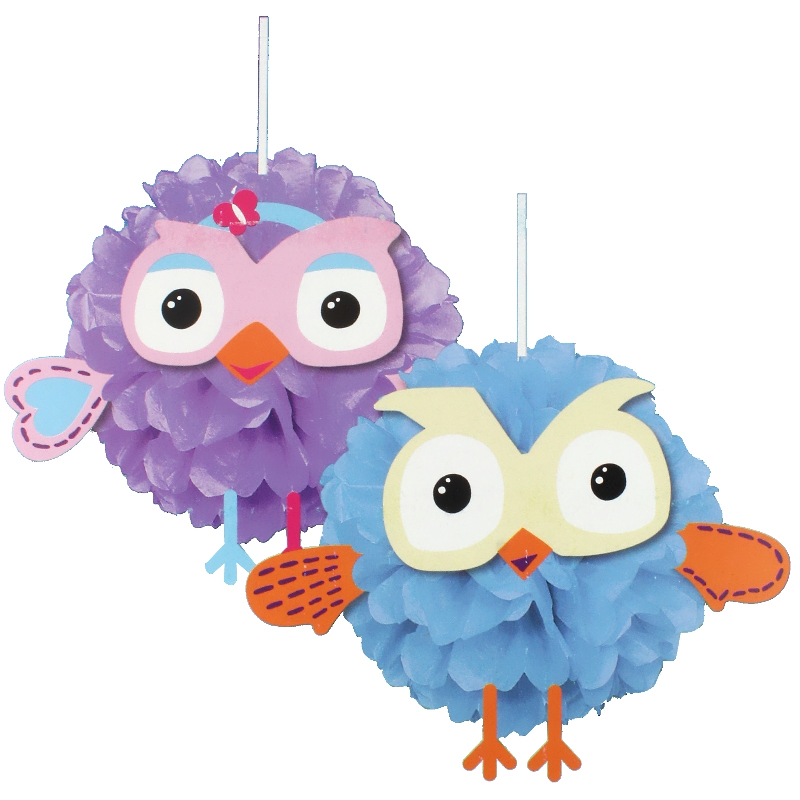 Giggle and Hoot Fluffy Decorations (Pack of 2)