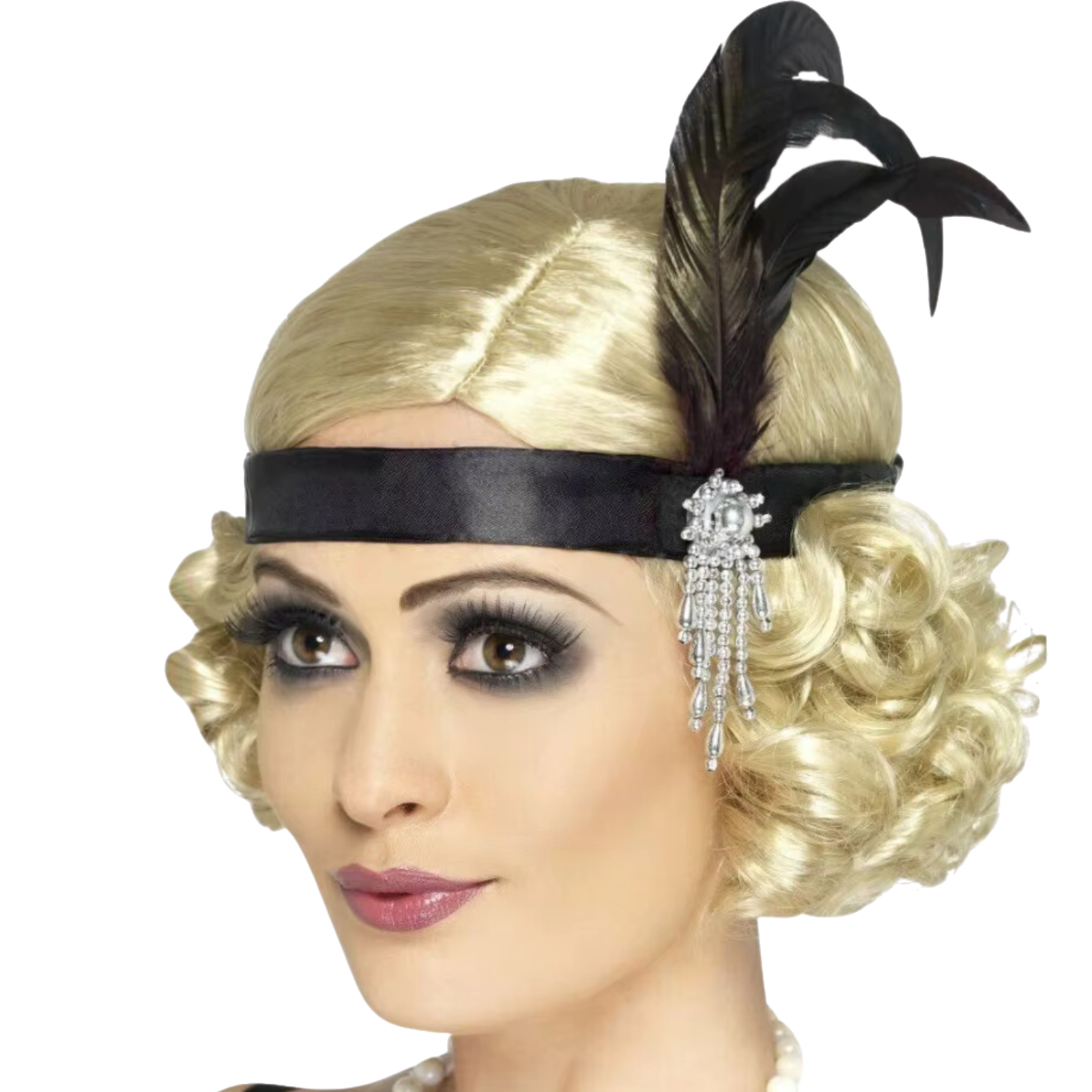 1920's Black Satin Charleston Headband