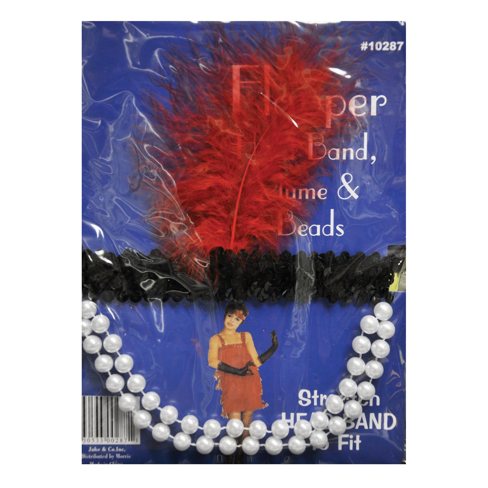 1920's Flapper Black Headpiece and Necklace Adult Costume Accessory
