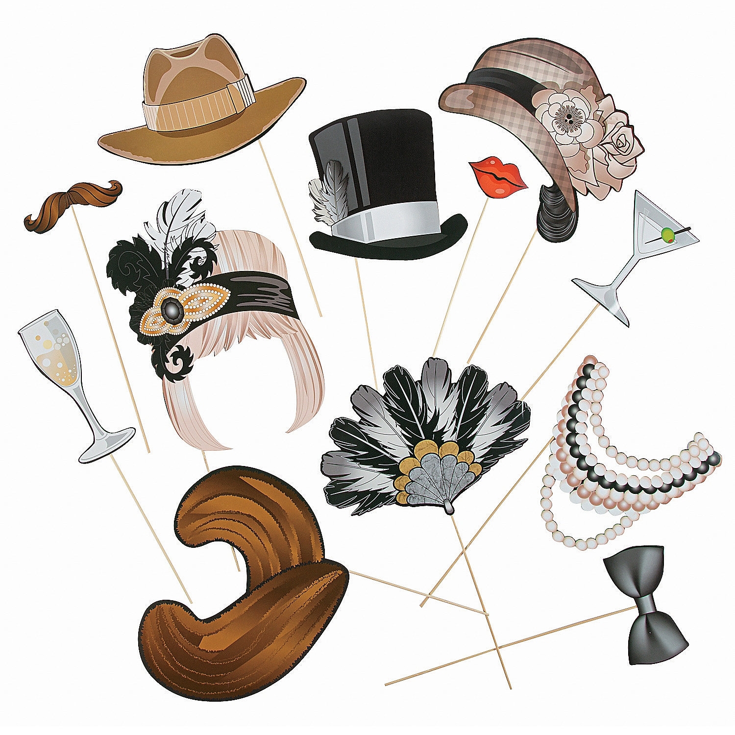 1920's Photo Booth Props (Pack of 12)