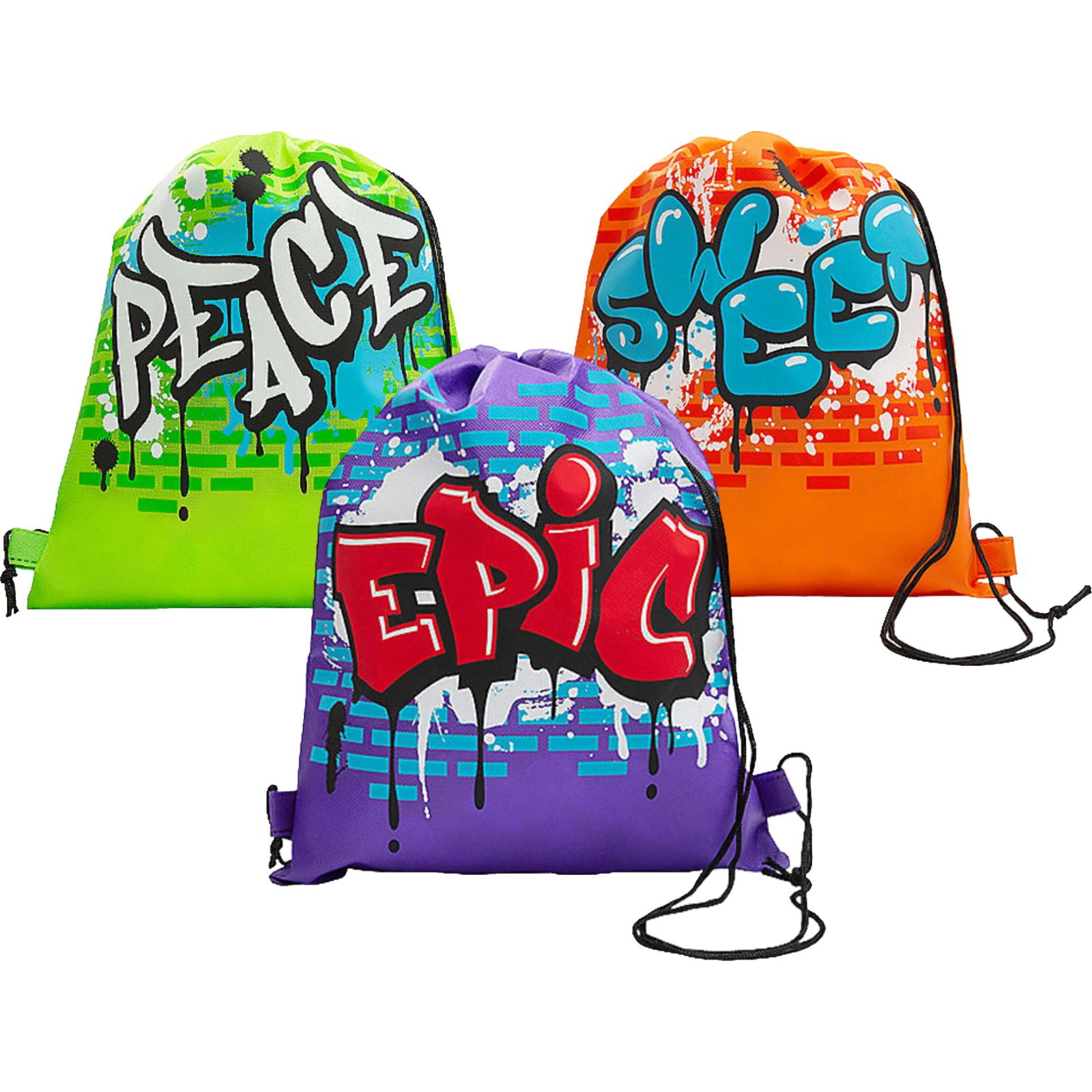 Graffiti Drawstring Bags (Pack of 12)