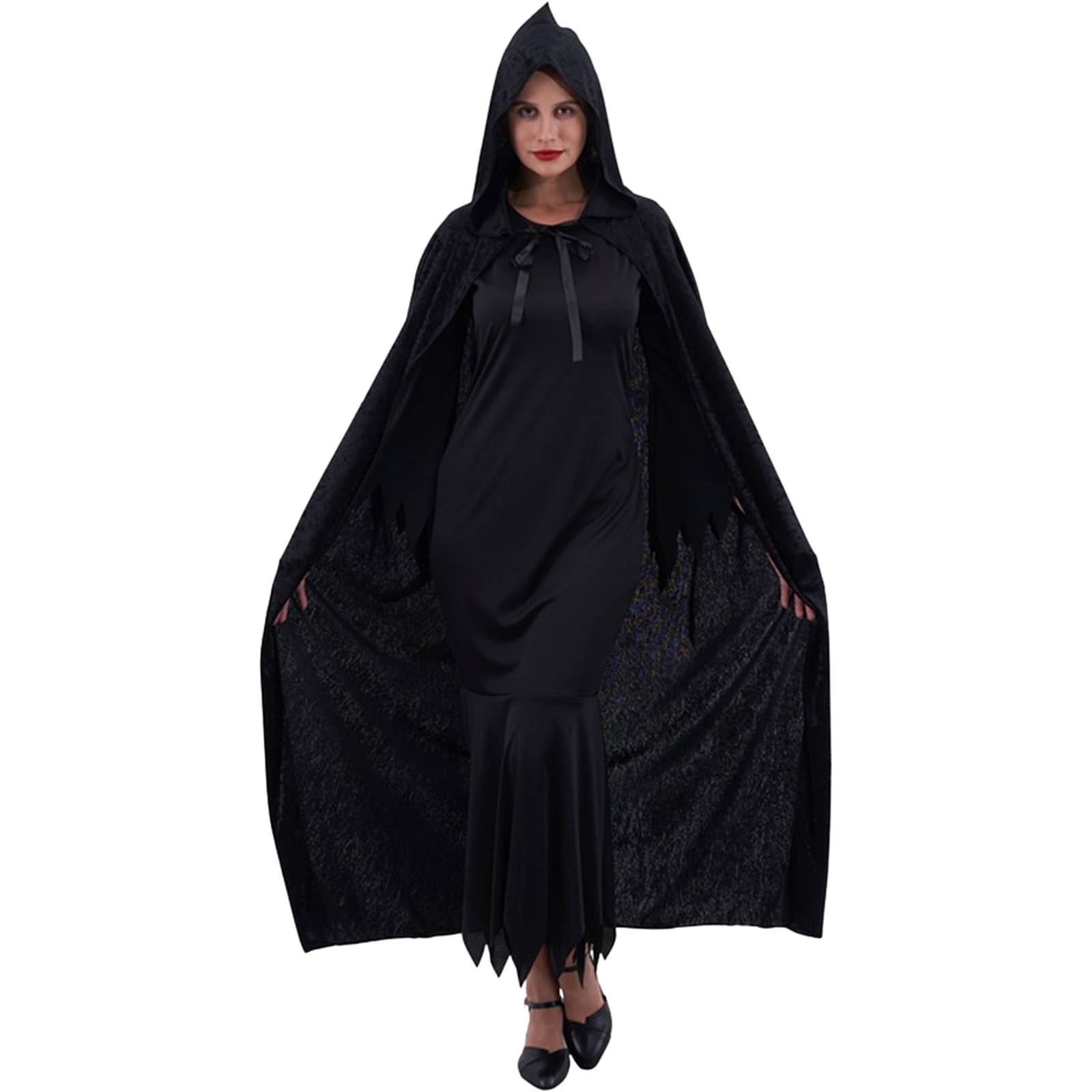Black Hooded Cape Adult Costume One Size