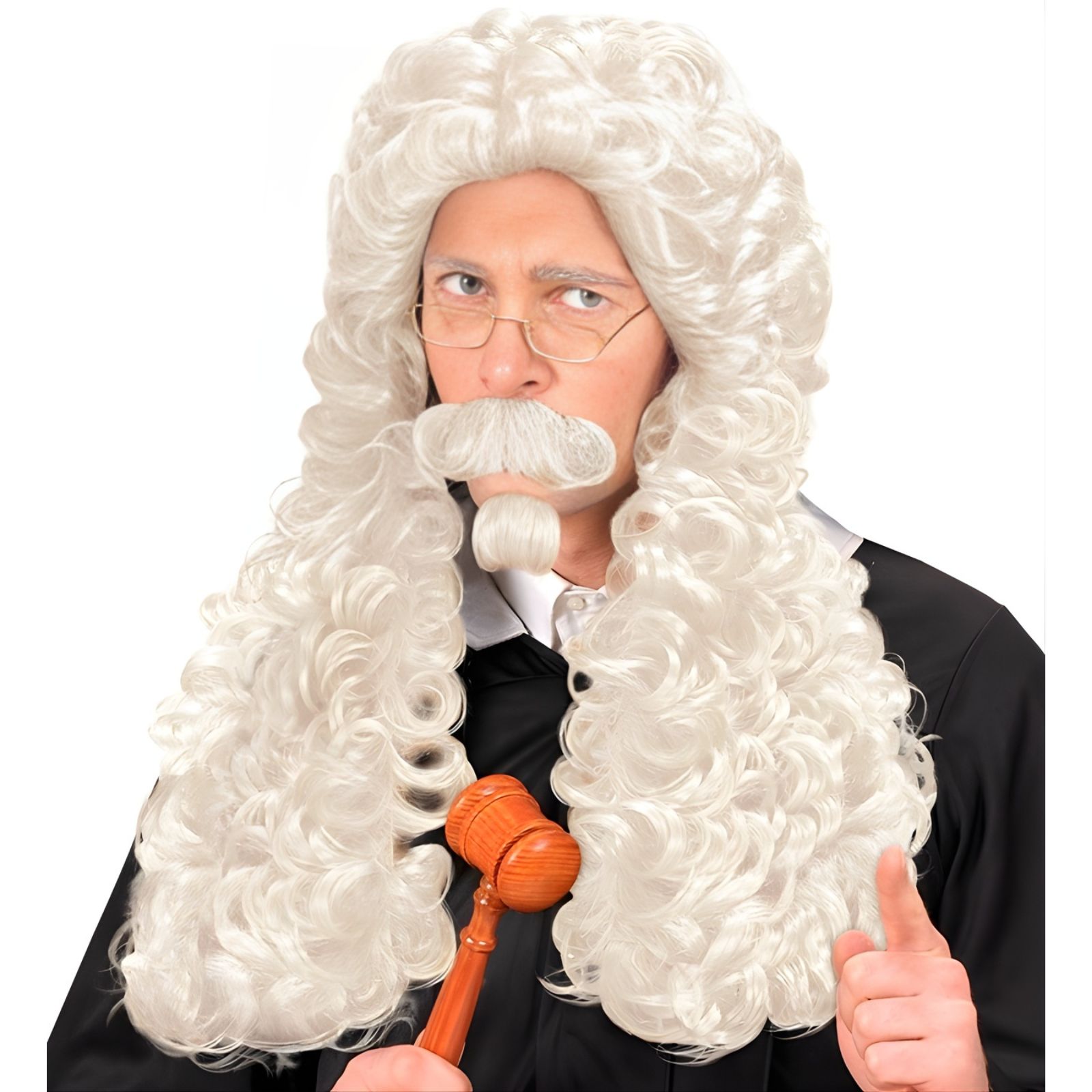Adult Judge Wig With Moustache & Goatee Beard Set