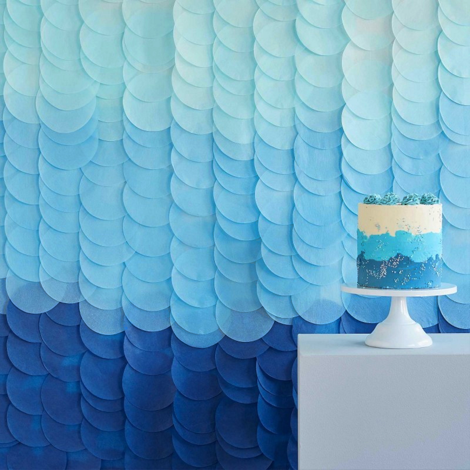 Ginger Ray Mix It Up Blue Ombre Tissue Paper Disc Backdrop