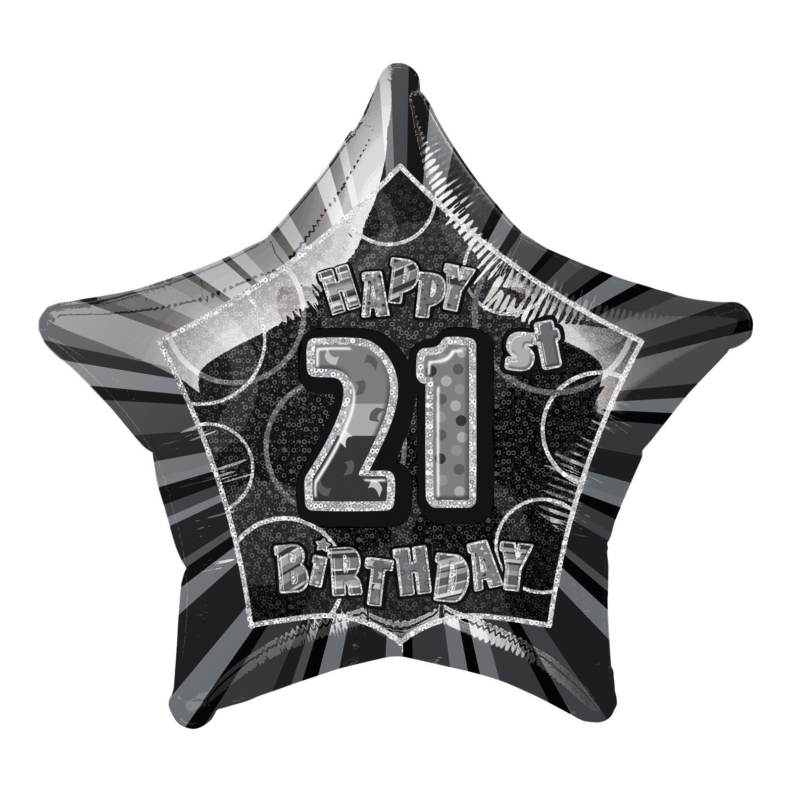 Glitz Black 21st Birthday Helium Balloon