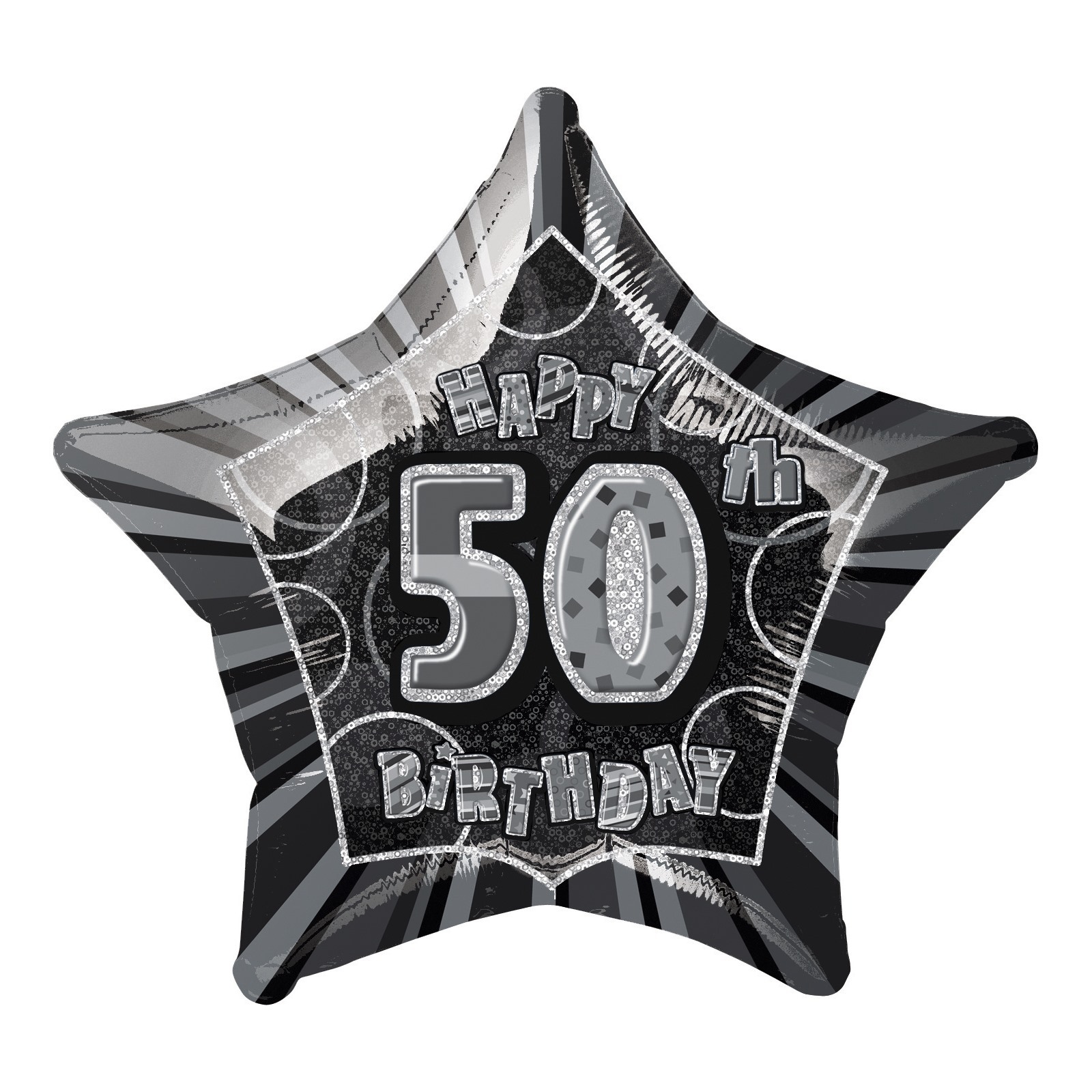 Glitz Black 50th Birthday Helium Balloon