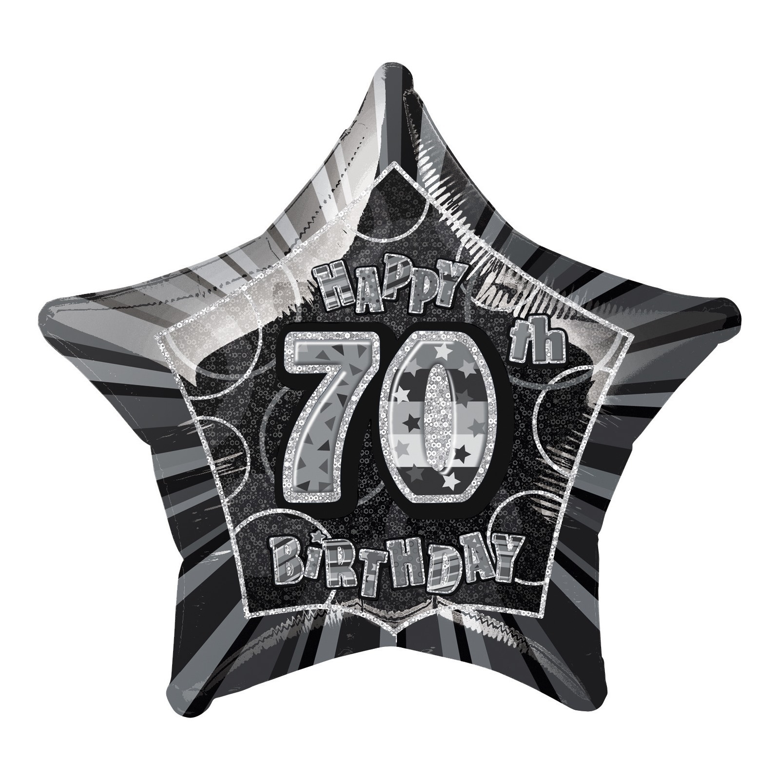 Glitz Black 70th Birthday Helium Balloon