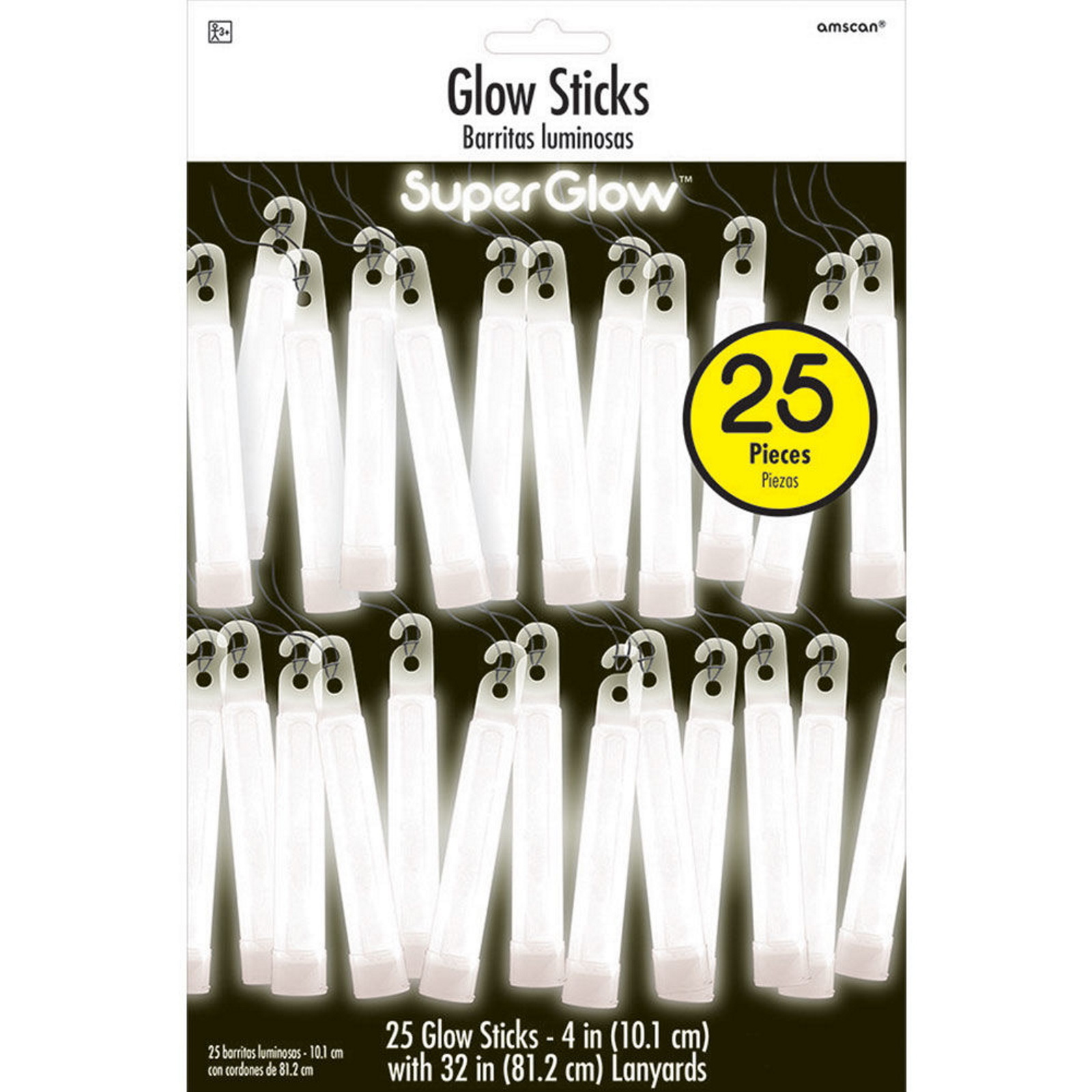 White Super Glow Stick Necklaces (Pack of 25)