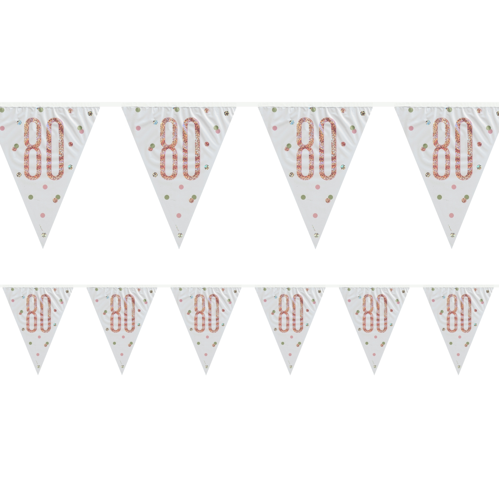 Rose Gold Prismatic 80th Birthday Flag Banner 2.74m