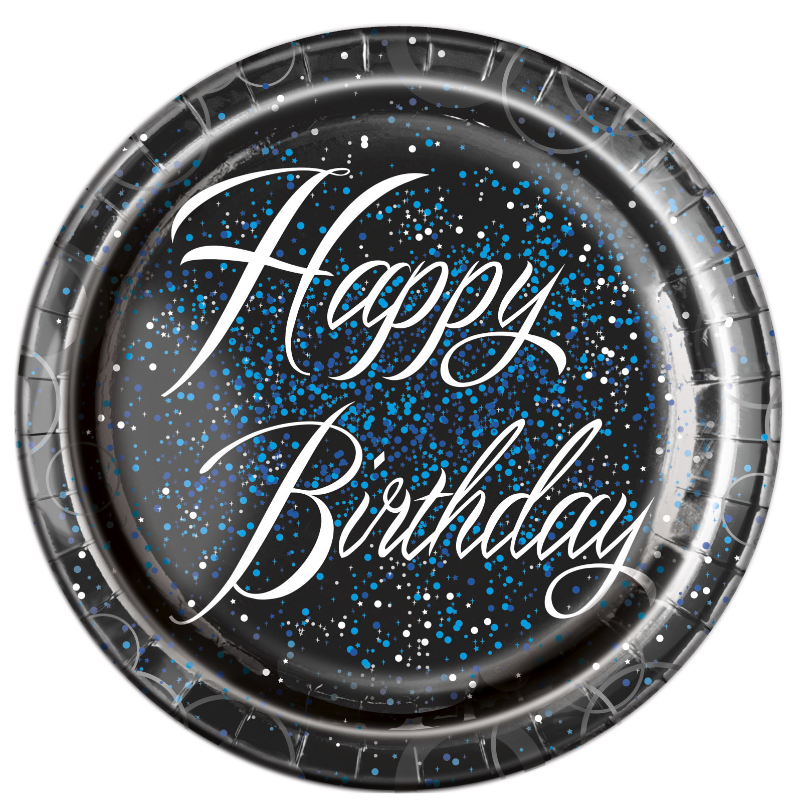 Glitz Blue Happy Birthday Large Paper Plates (Pack of 8)