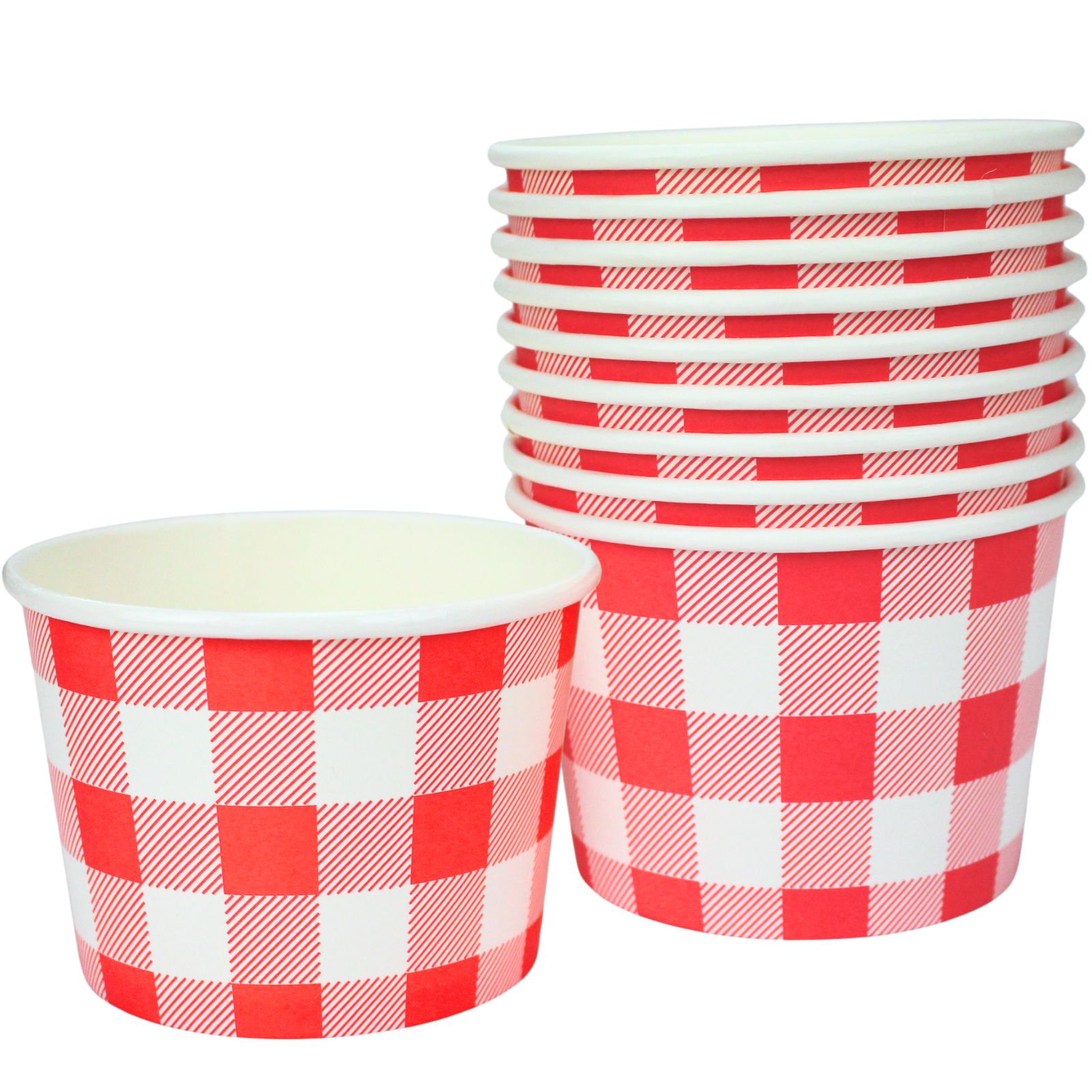 Bright Red Gingham Paper Treat Cups (Pack of 10)