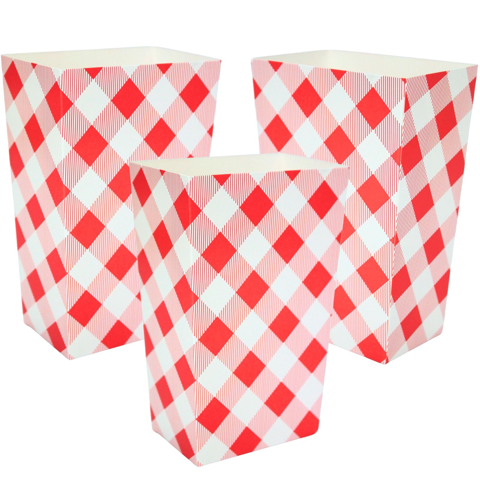 Bright Red Gingham Popcorn Boxes (Pack of 10)