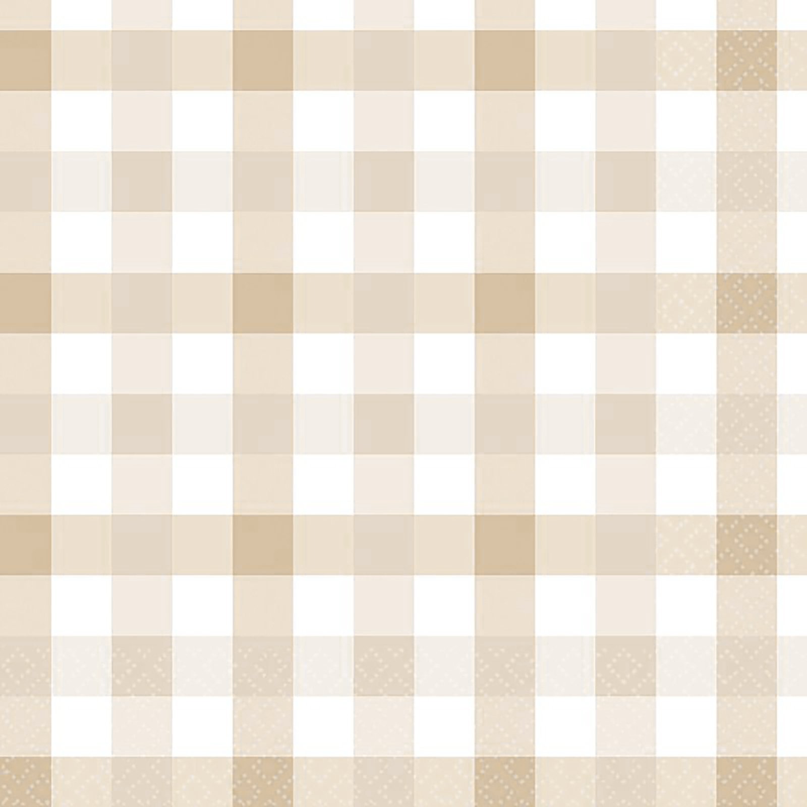 Sand Gingham Large Napkins / Serviettes (Pack of 16)