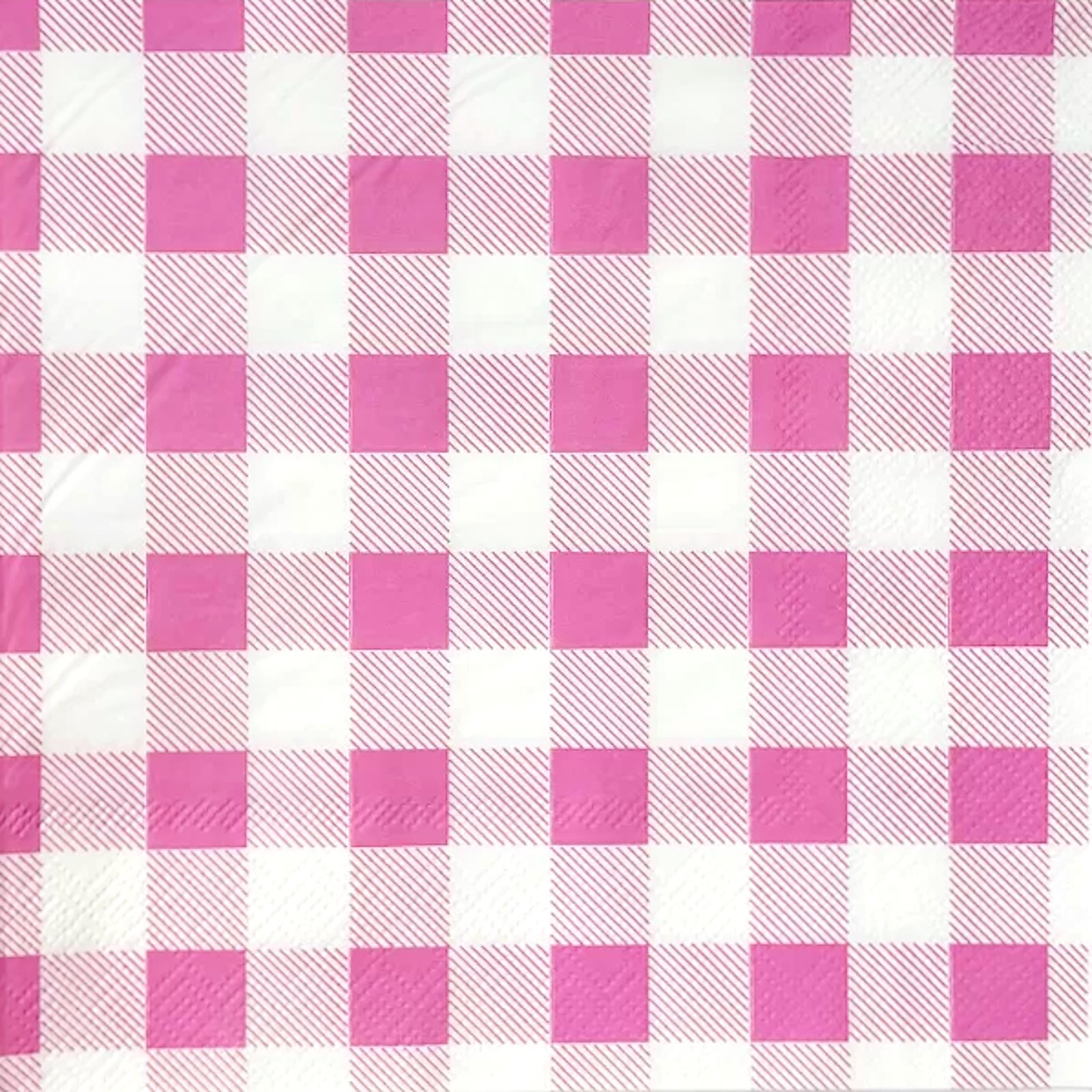 Pink Gingham Large Napkins / Serviettes (Pack of 25)