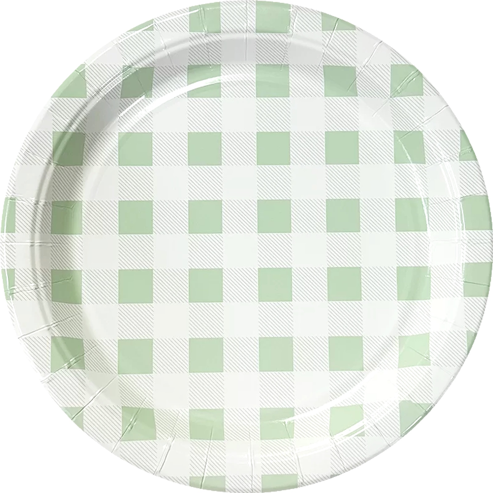 Green Gingham Large Paper Plates (Pack of 20)