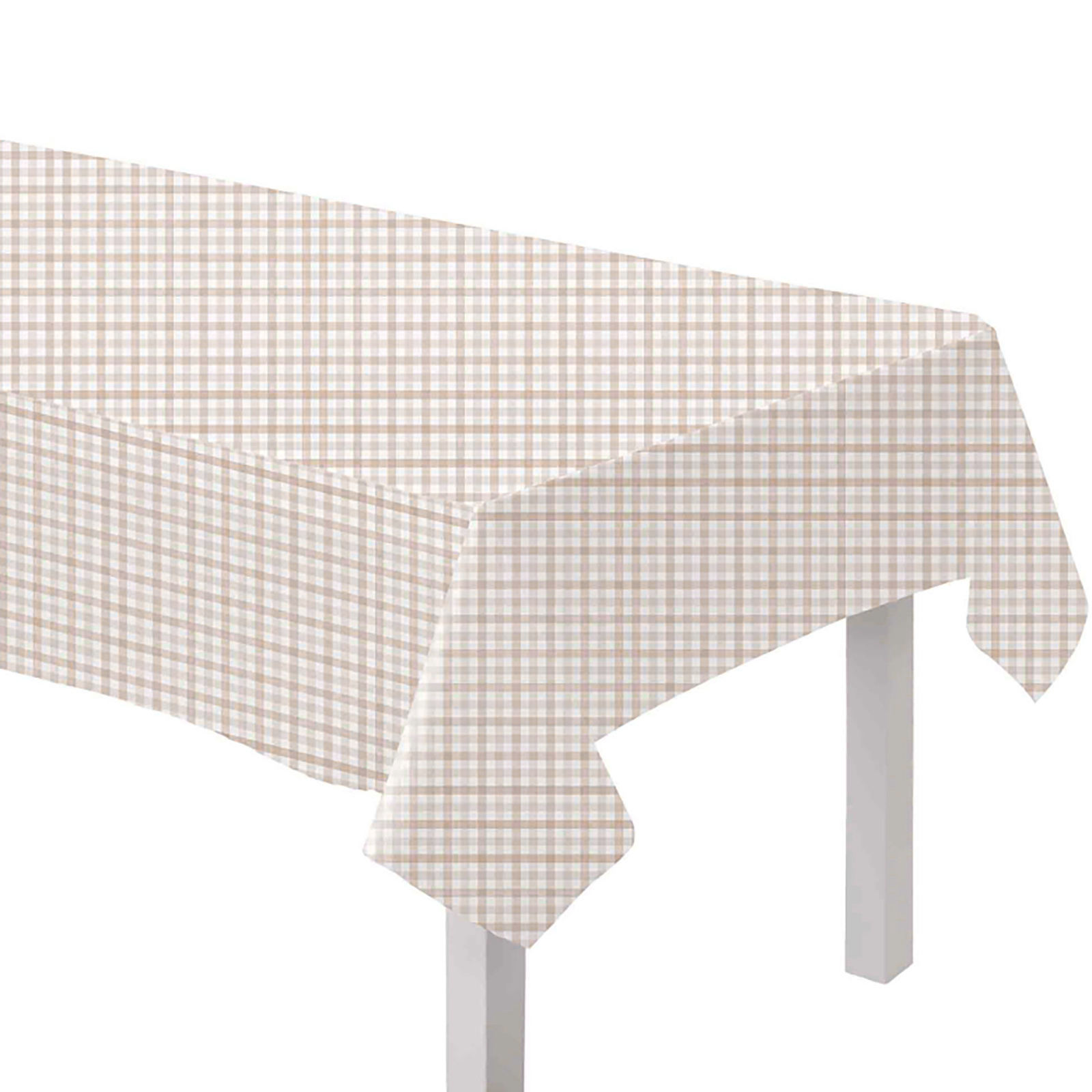 Sand Gingham Paper Tablecloth