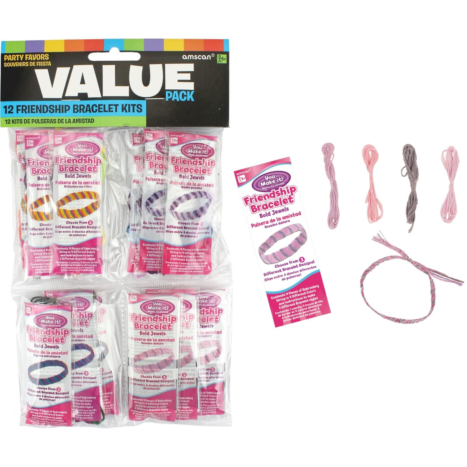 DIY Assorted Coloured Friendship Bracelets (Pack of 12)