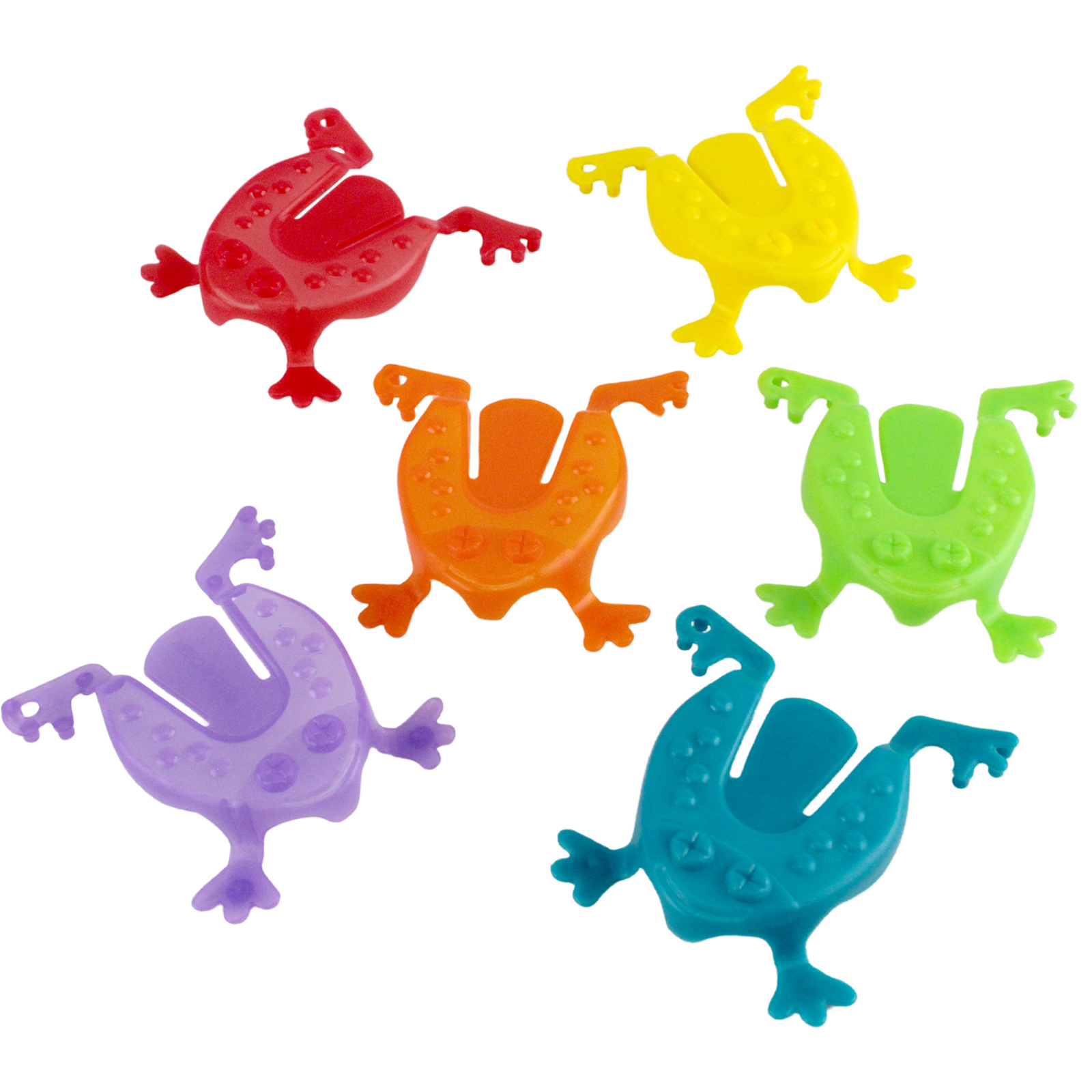 Assorted Plastic Jumping Frogs (Pack of 6) 