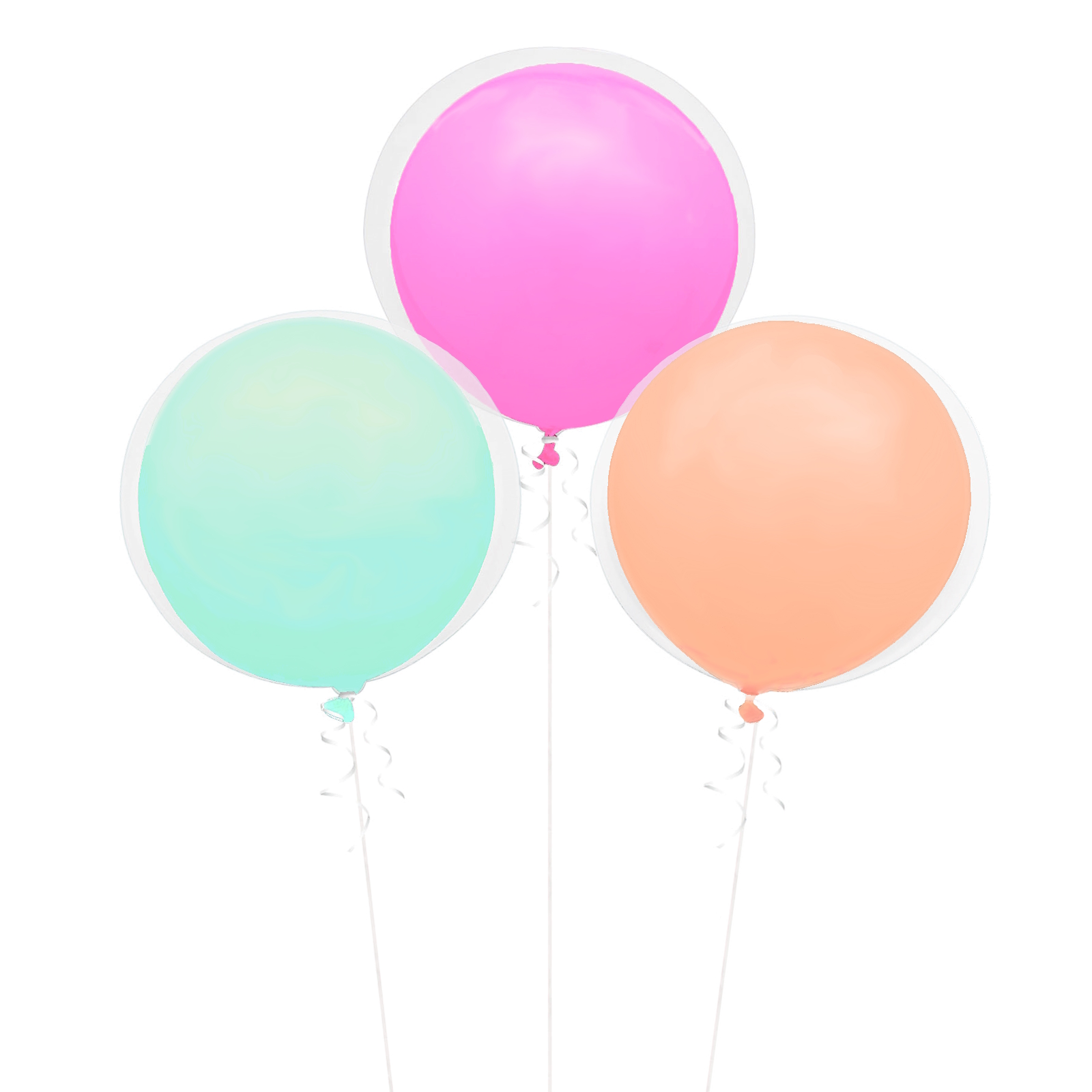 Clear Sphere Pastel Double Stuffed Latex Balloons (Pack of 3) 