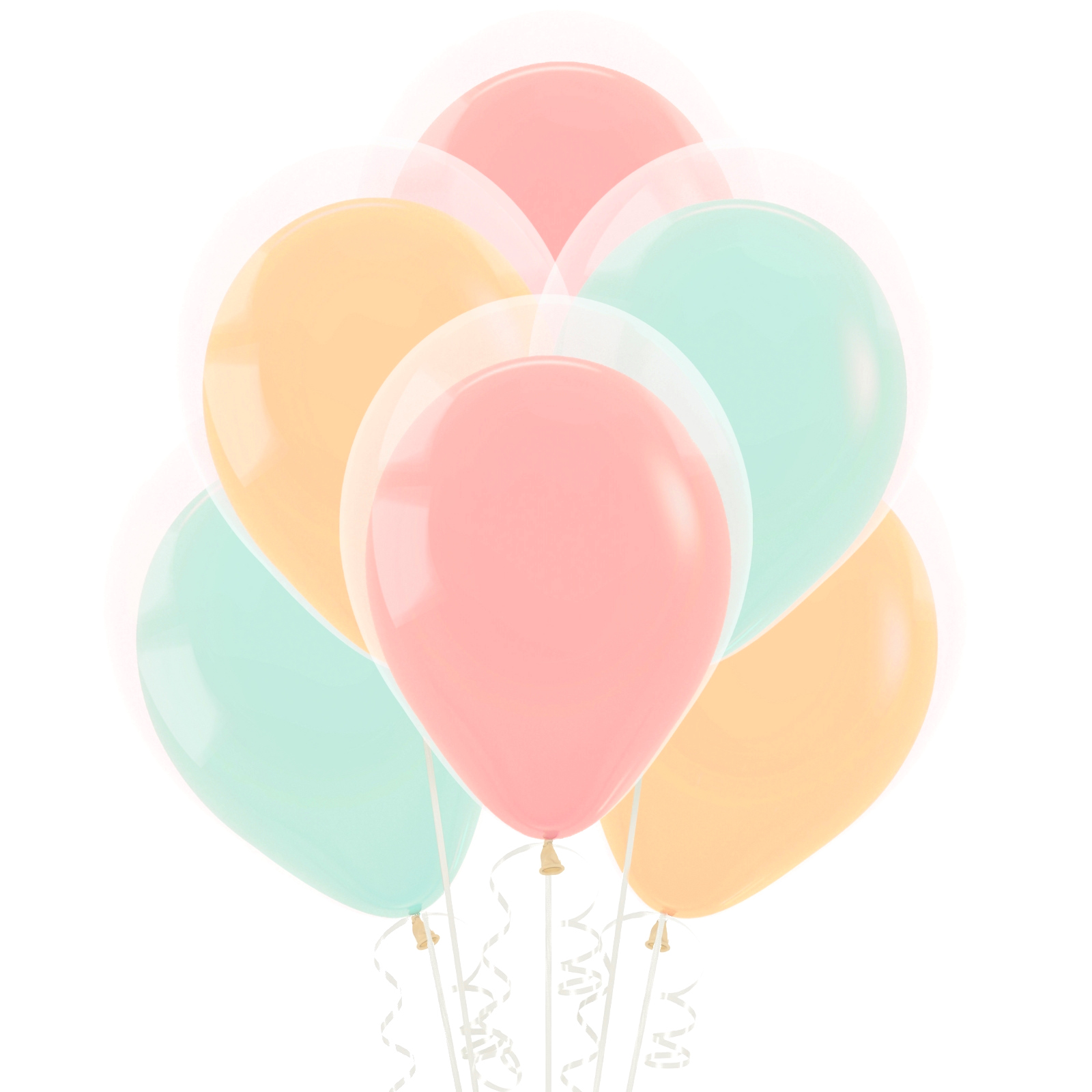 Clear Assorted Coloured Double Stuffed Latex Balloons (Pack of 12) 