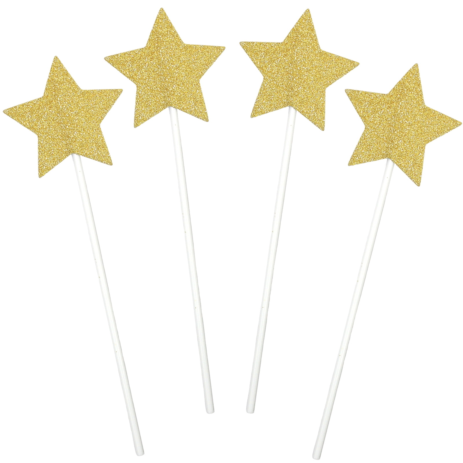 Gold Glitter Star Cake Toppers (Pack of 4)