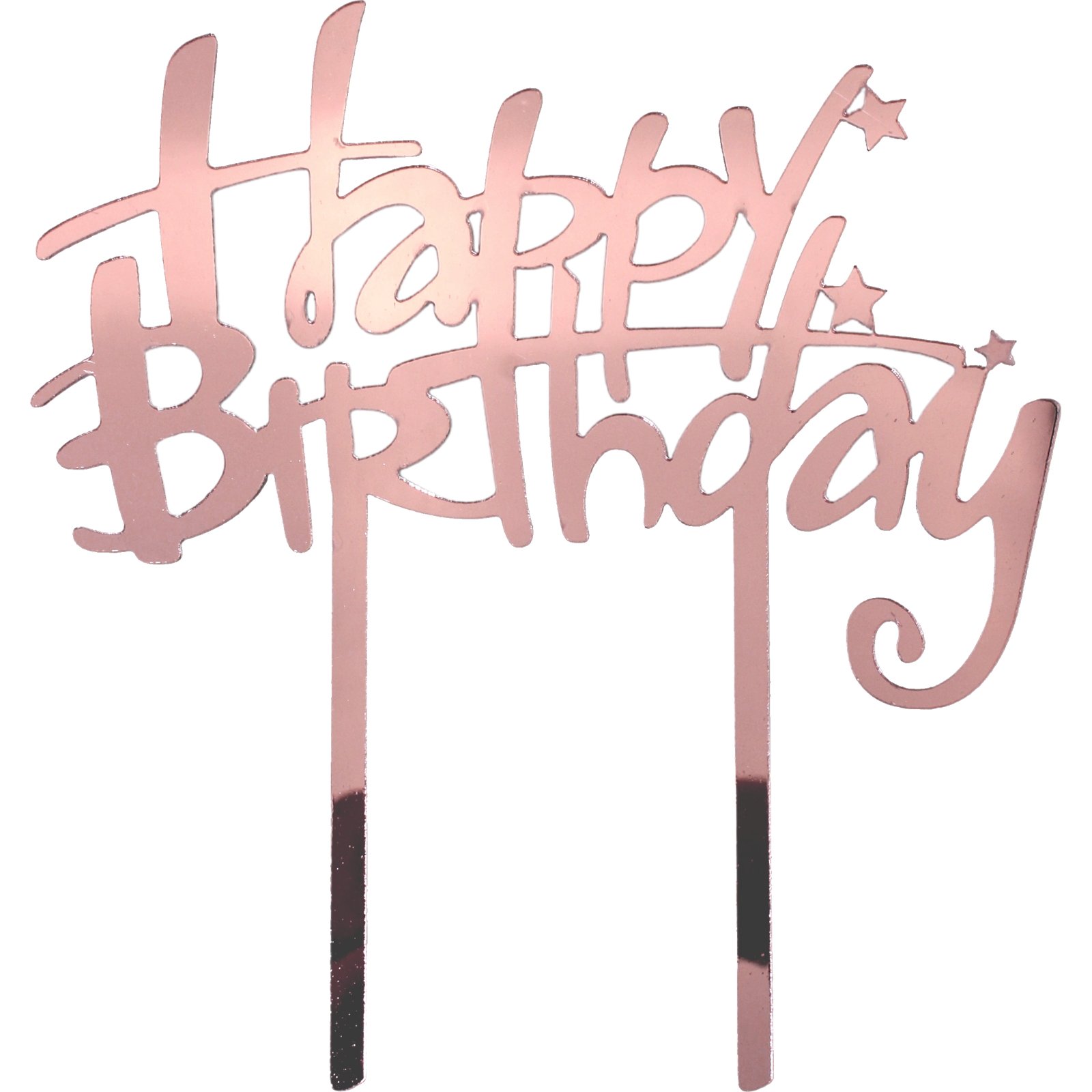 Happy Birthday Pink Rose Gold Star Cake Topper