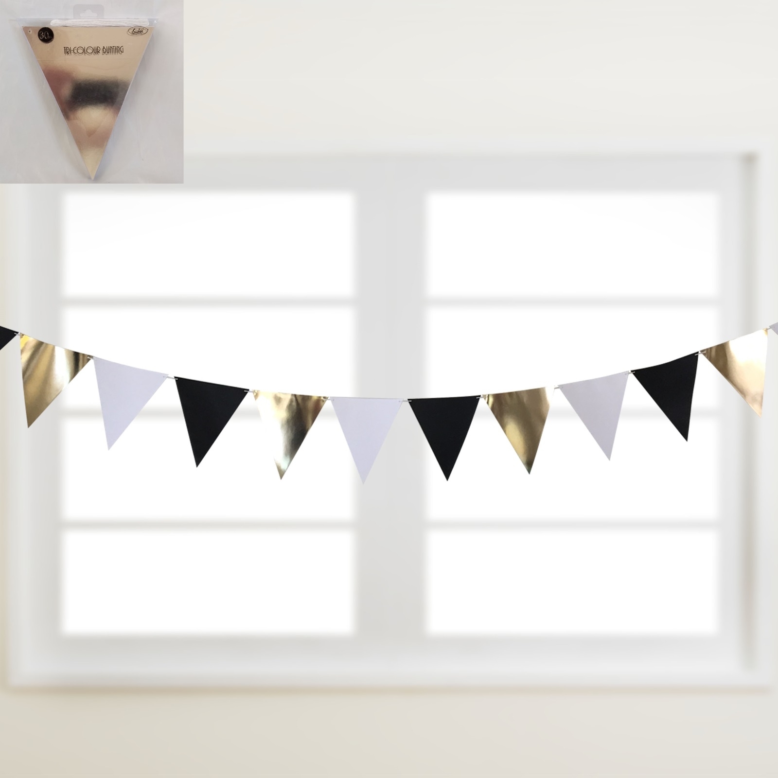 Black Gold and White Flag Banner