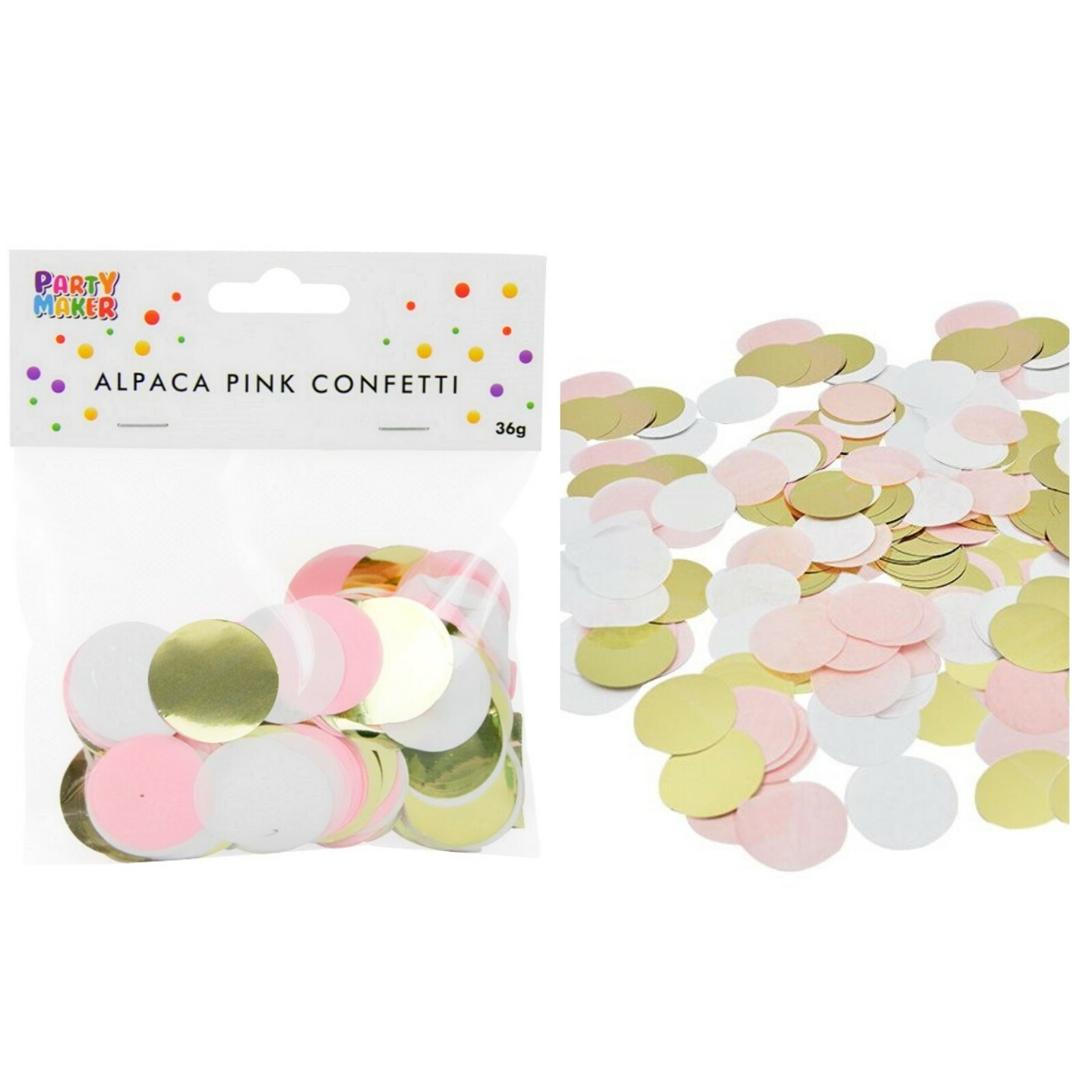 Light Pink, White & Gold Confetti Circles 3cm