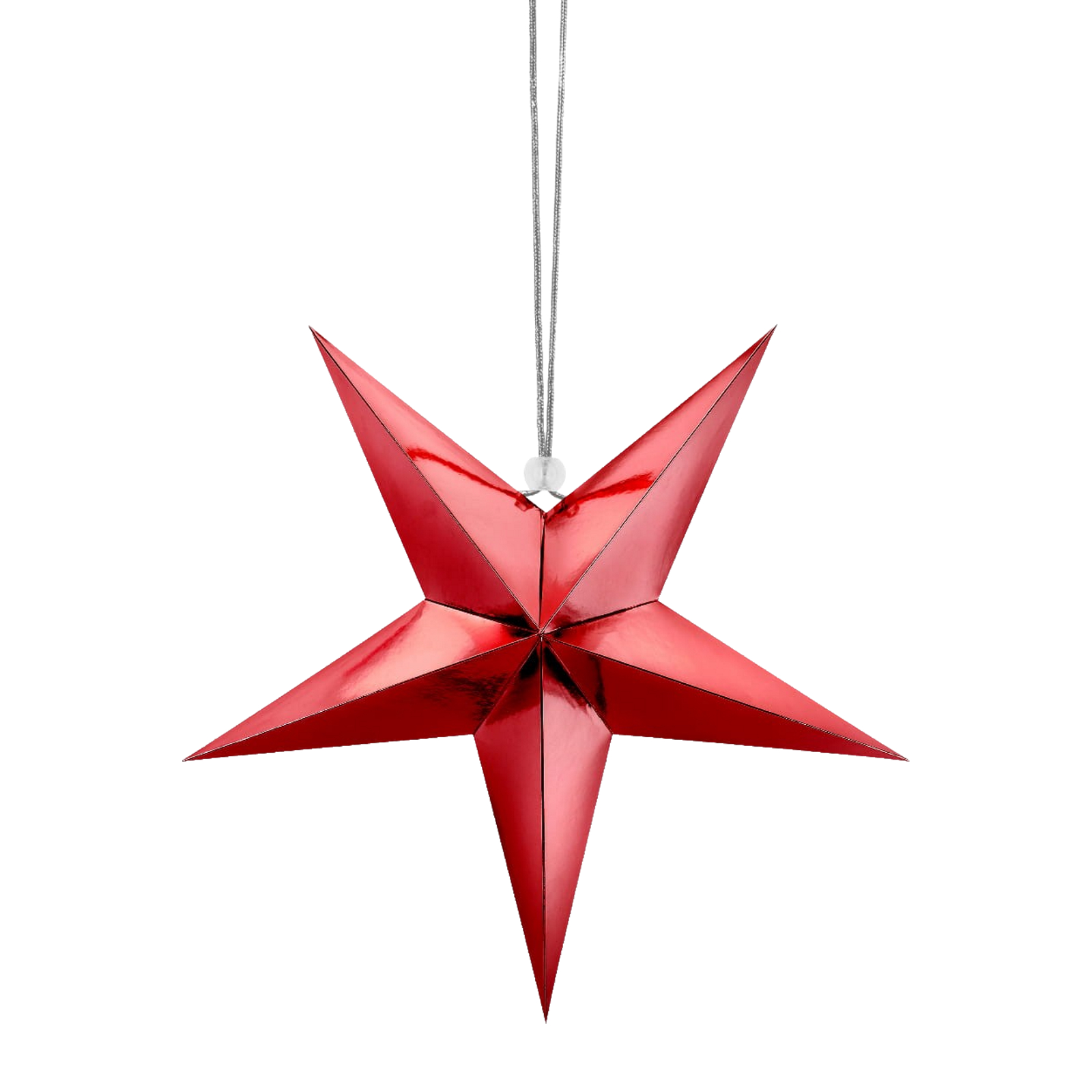 3D Red Metallic Paper Hanging Star 30cm