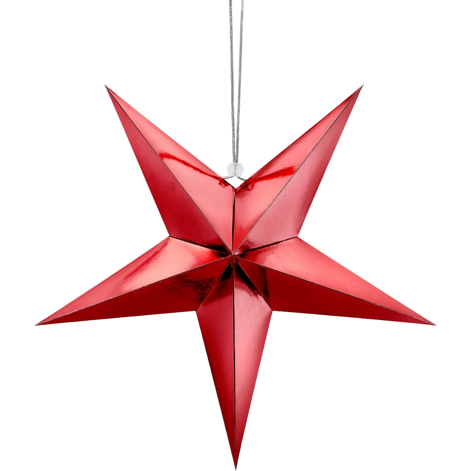 3D Red Metallic Paper Hanging Star 45cm