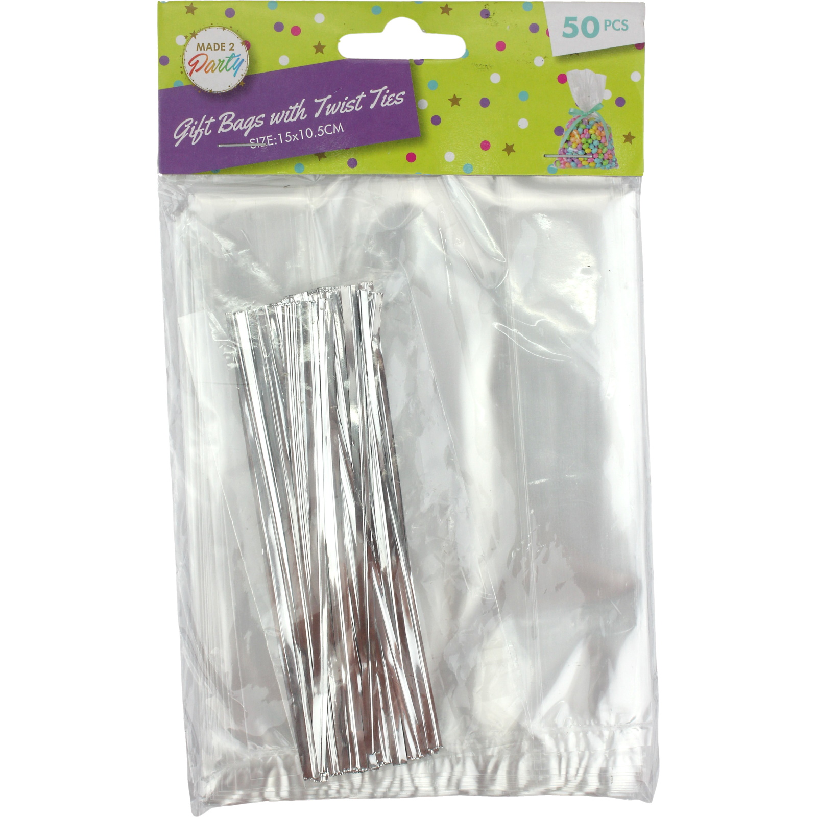 Clear Plastic Twist Tie Bags 15cm x 10.5cm (Pack of 50)