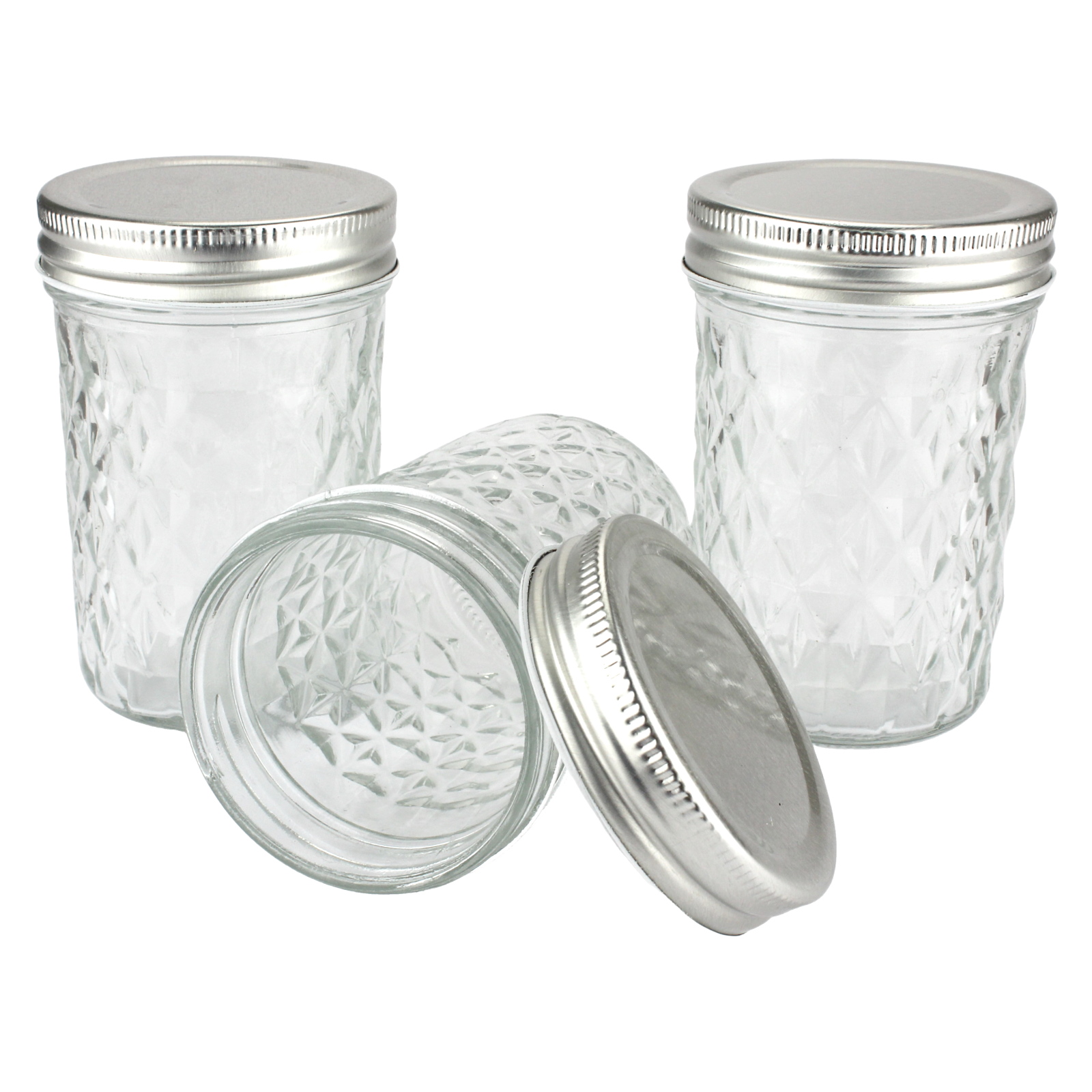 Quilted Screw Top Glass Conserve Jars 220ml (Pack of 3)
