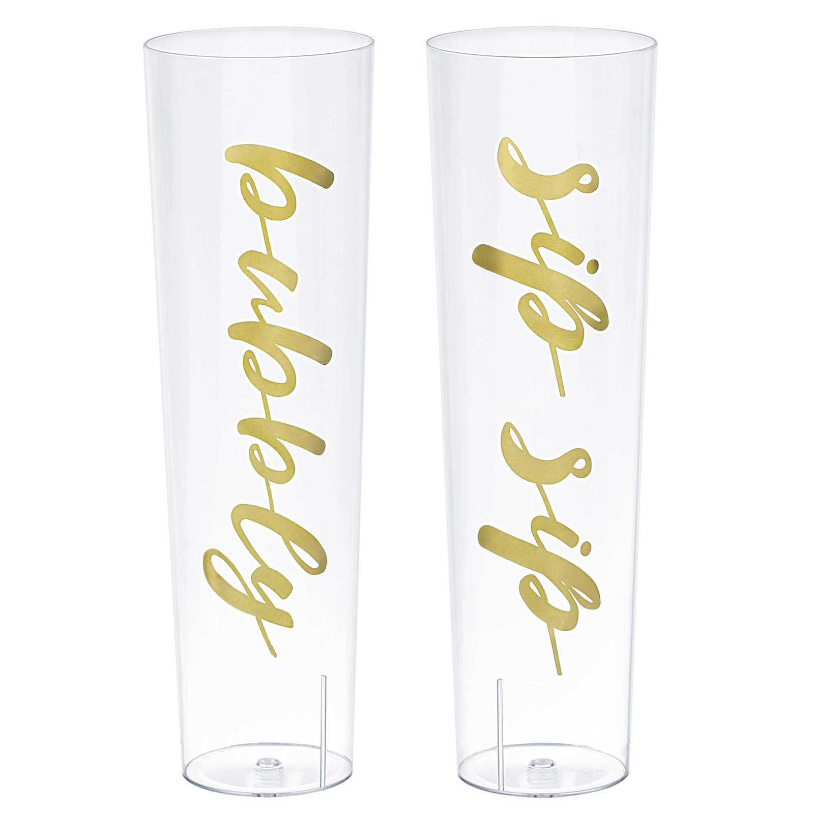 Clear and Gold Stamped Plastic Stemless Champagne Glasses (Pack of 2)